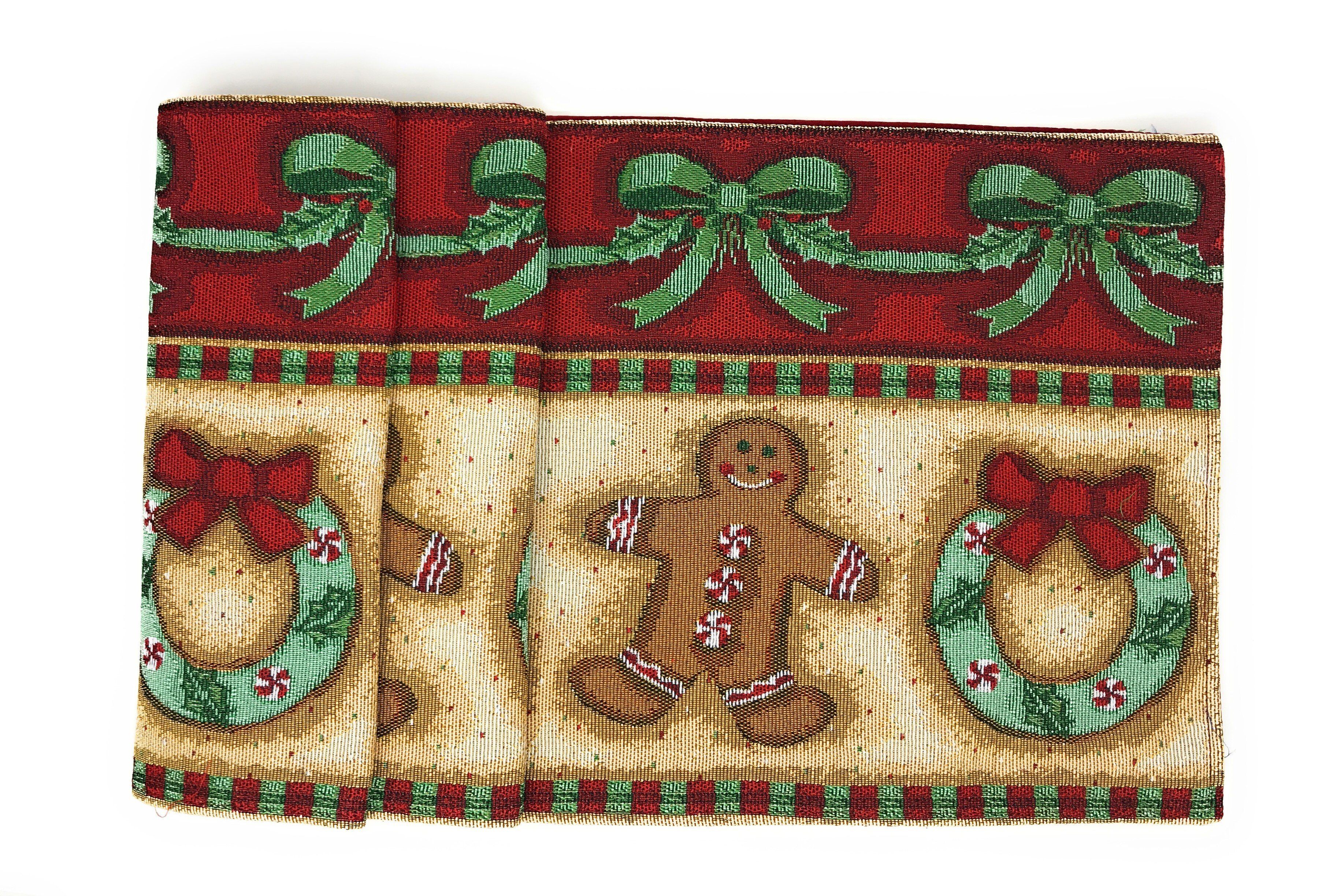 DaDa Bedding Gingerbread Snowman Holiday Woven Tapestry Dining Table Runner (12917)