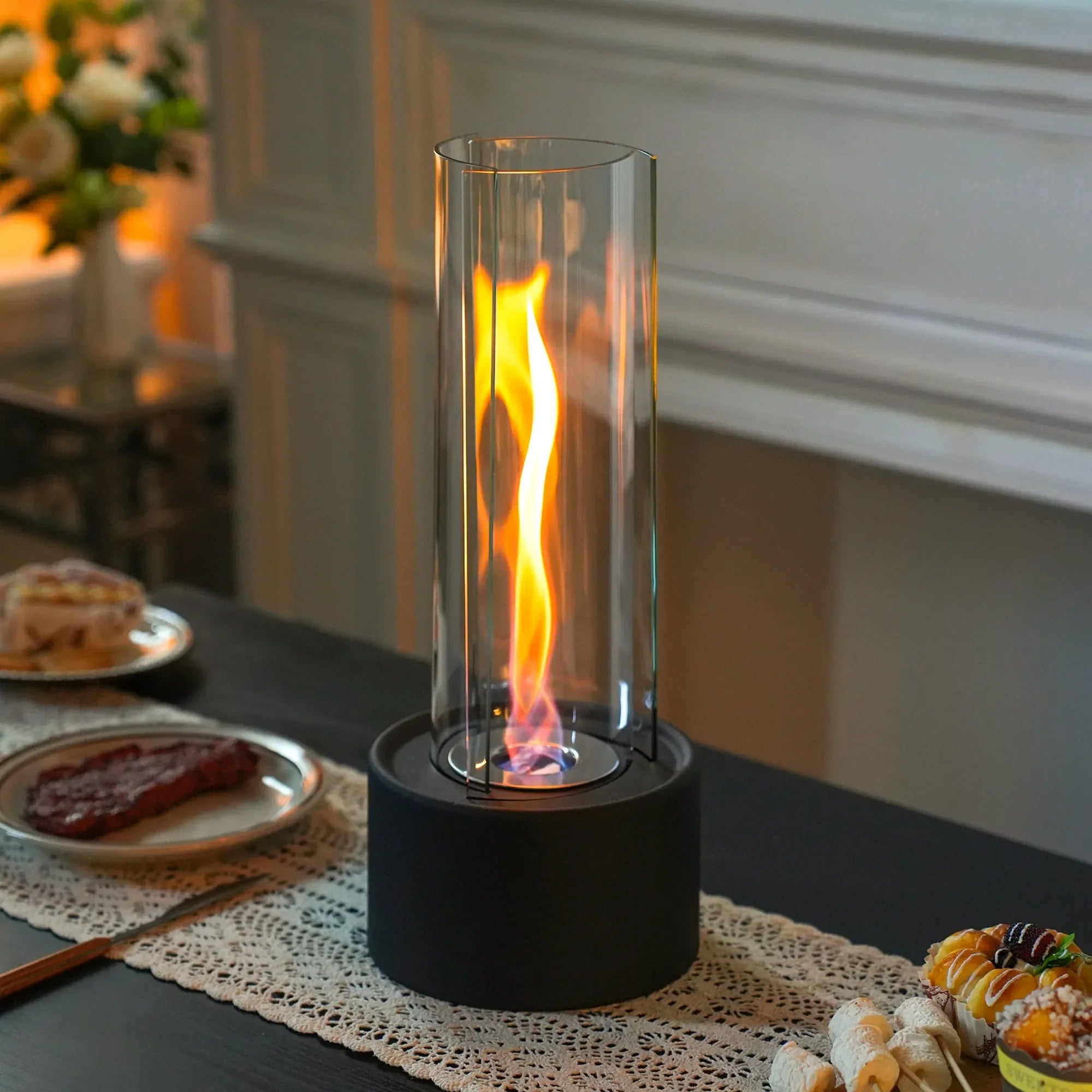 Cylindrical Bioethanol Vented-Free Fireplace-0