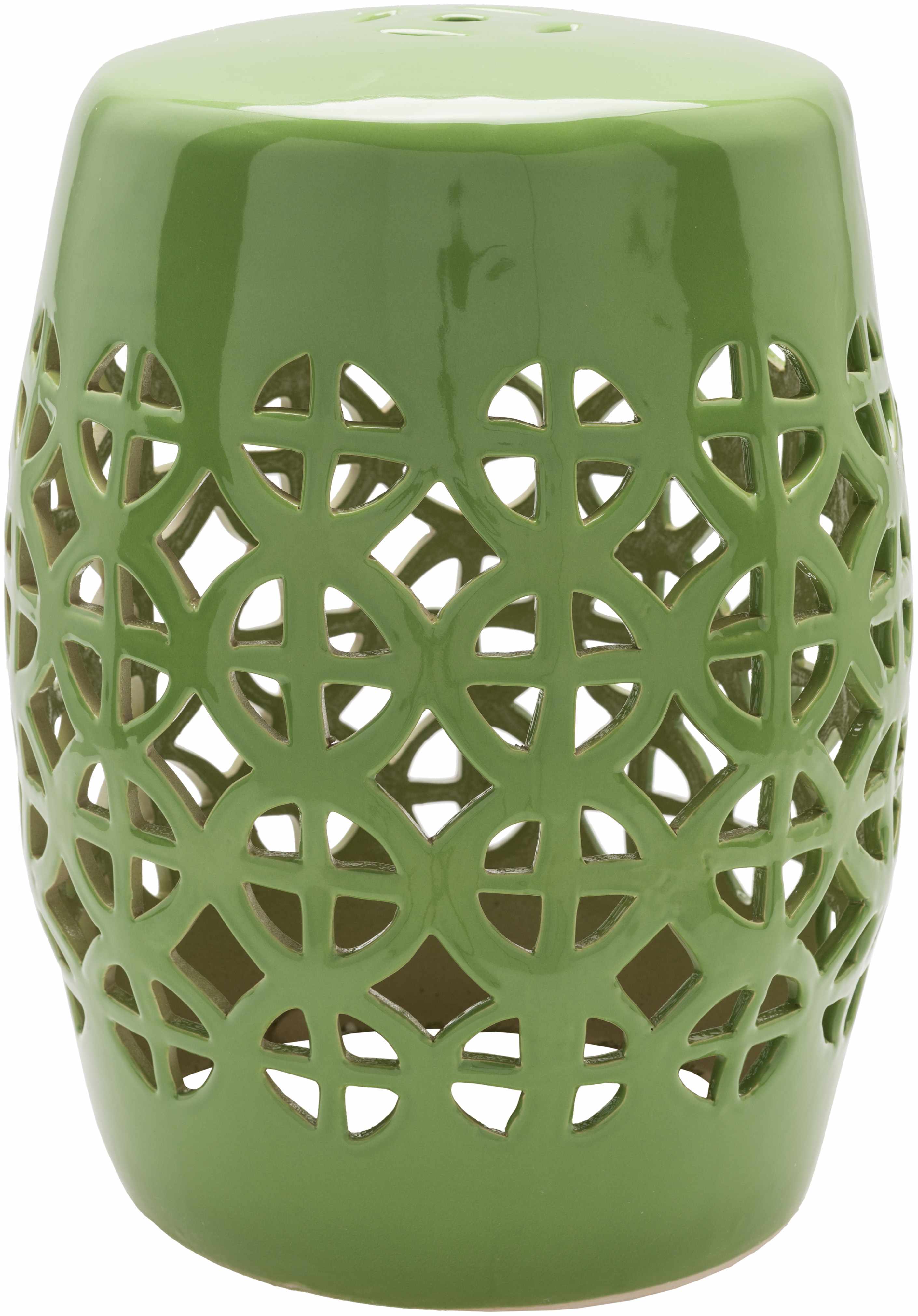 Green Green Ceramic Lattice Stool-0