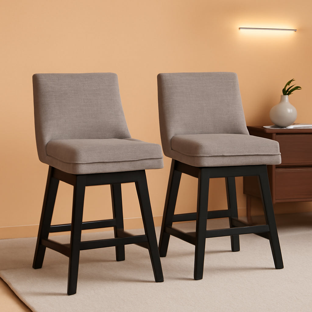 Tallenger 25 Inch Upholstered Swivel Bar Stool Light Gray