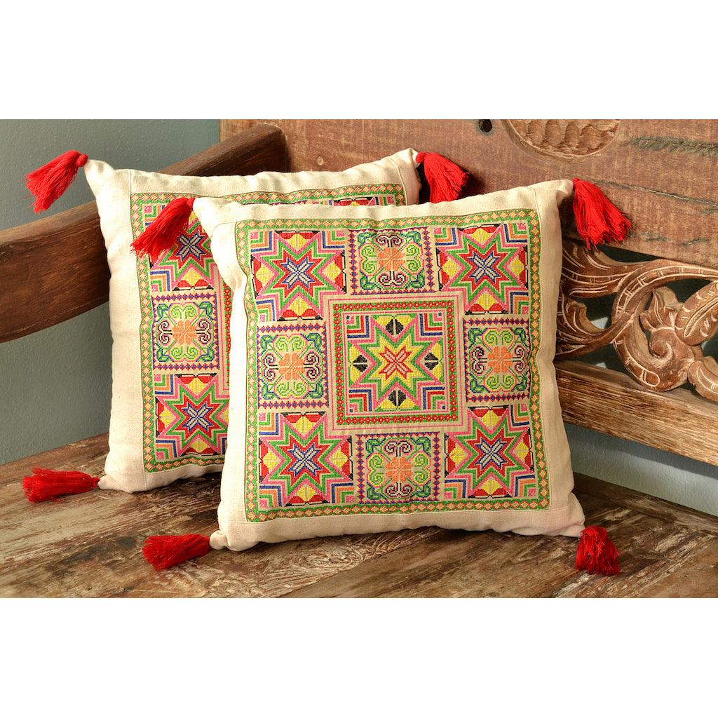 Needlepoint Tassel Pillow Cover - PRHOMZ