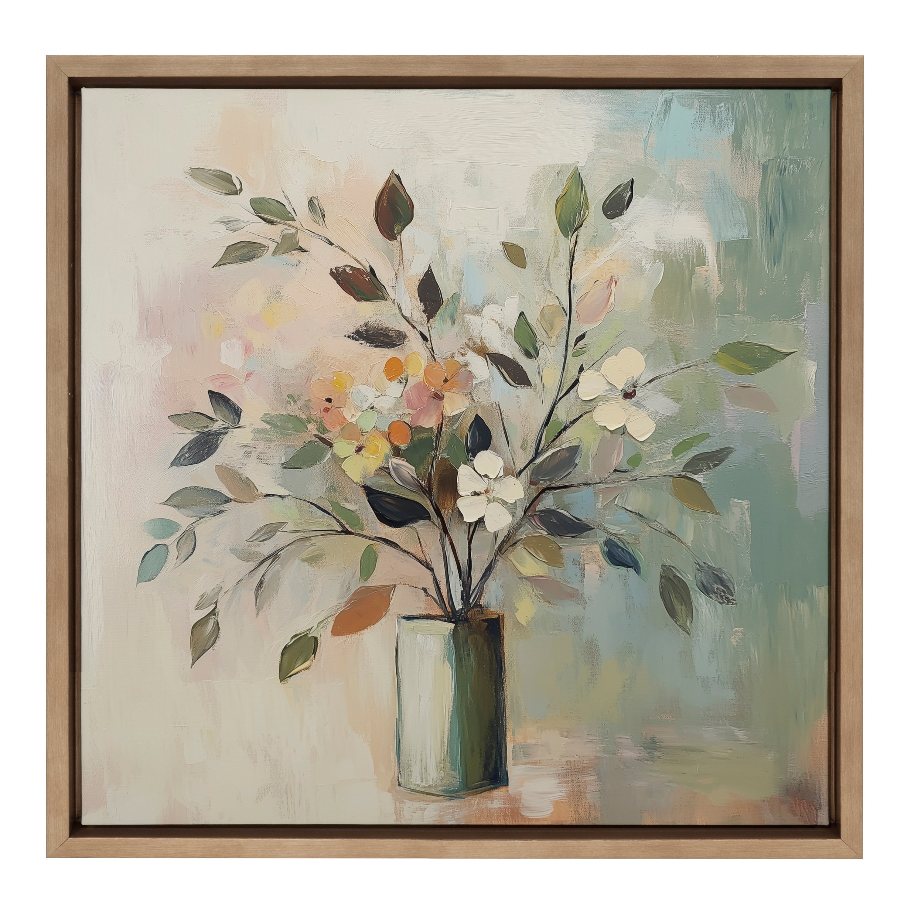 Sylvie Traditional Boho Floral Botanical I Framed Canvas by The Creative Bunch Studio