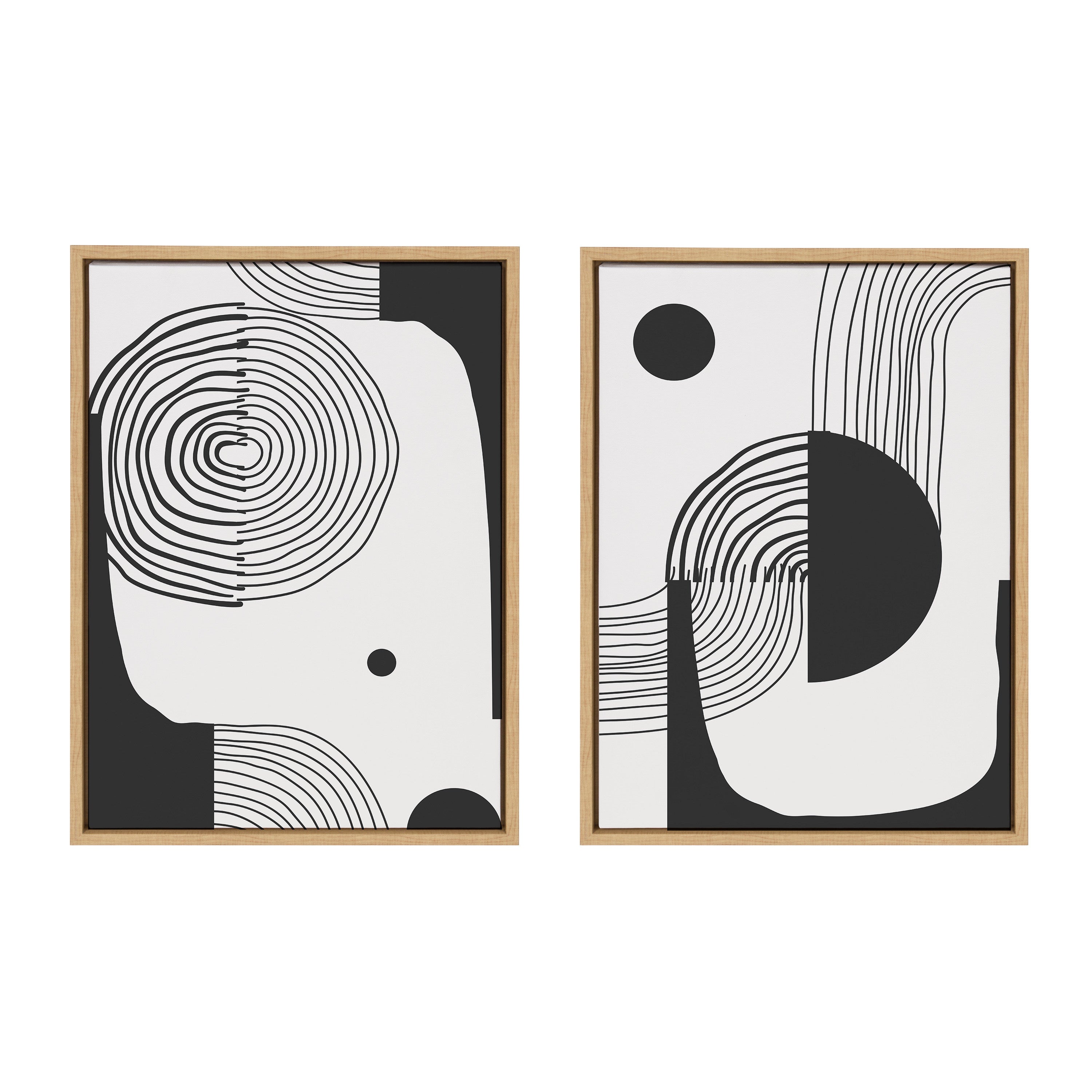 Sylvie Abstract Minimal A and B Framed Canvas by The Creative Bunch Studio