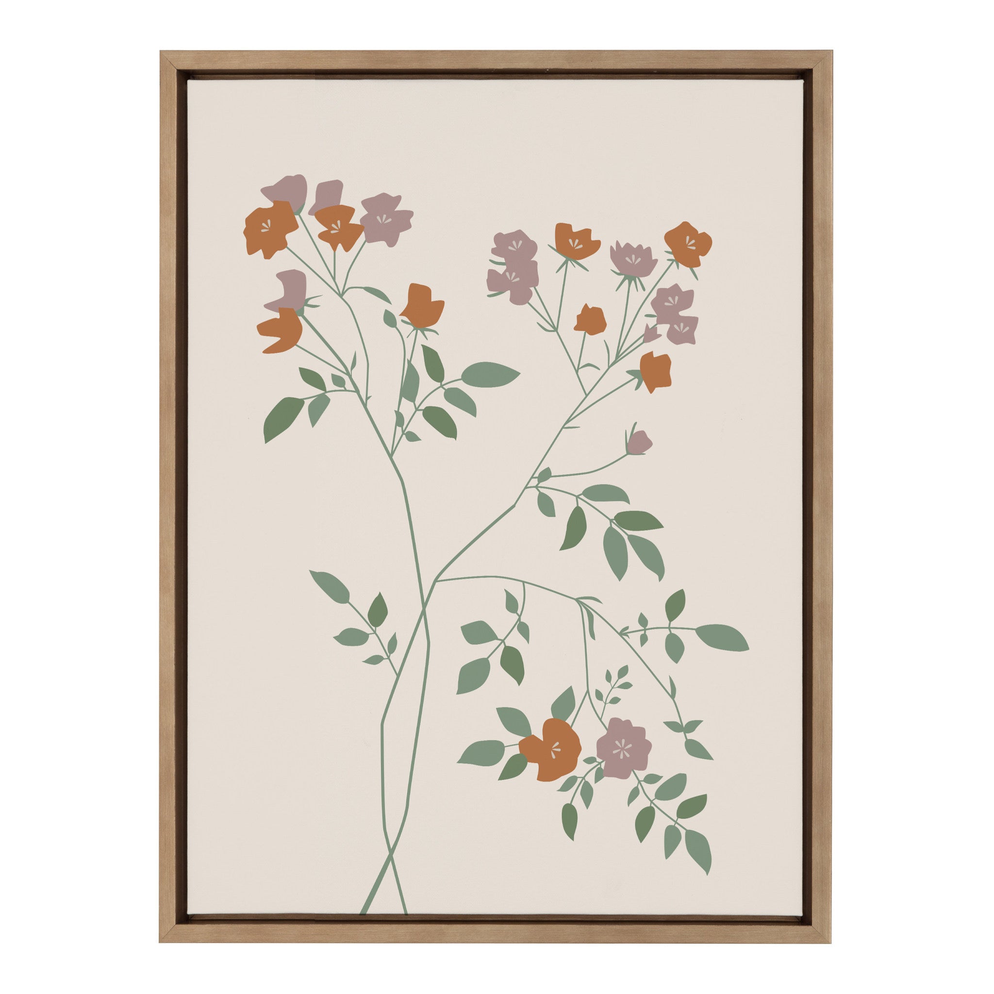 Sylvie Delicate Illustrated Red and Purple Wildflowers Framed Canvas by The Creative Bunch Studio