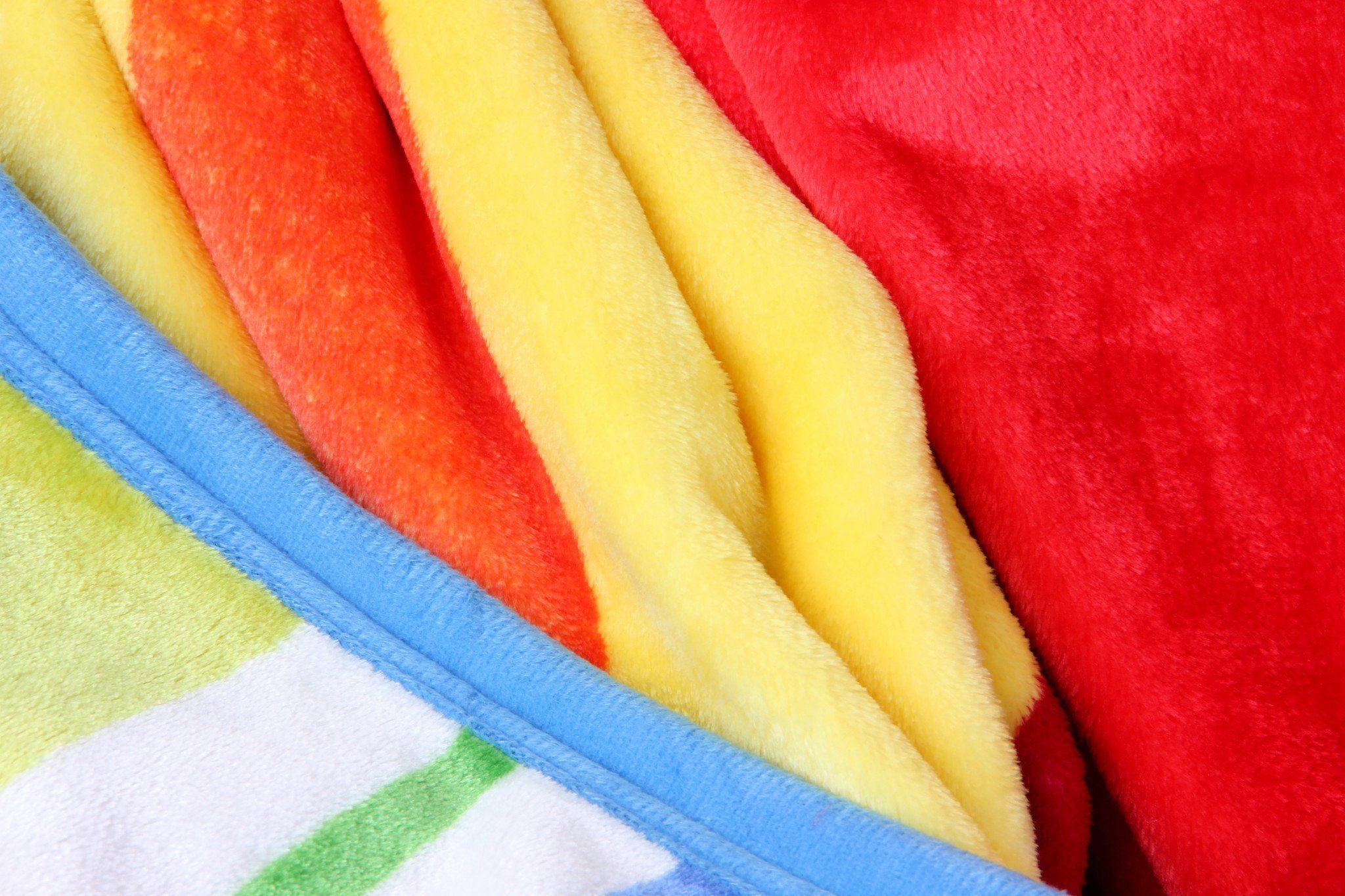 DaDa Bedding Colorful Striped Rainbow Reversible Plush Luxe Flannel Fleece Throw Blanket (XY9867)
