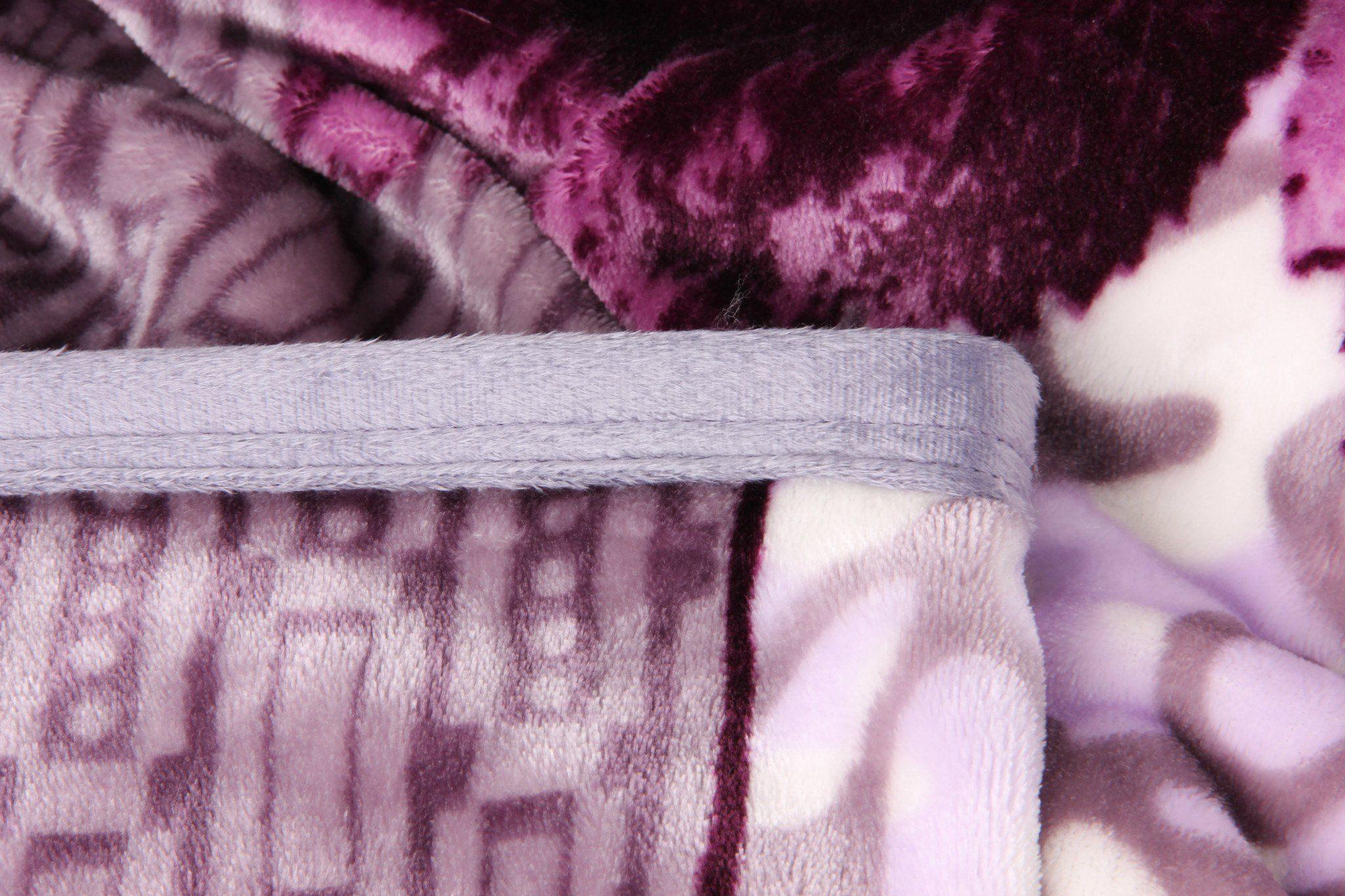 DaDa Bedding Orchid Blossoms Striped Floral Lavender Plush Fleece Flannel Throw Blanket (XY9833)