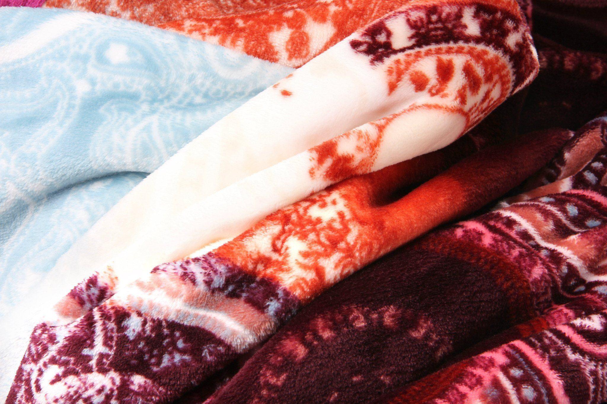 DaDa Bedding Paisley Dreams Floral Burgundy Mink Fleece Flannel Throw Blanket (XY0025)