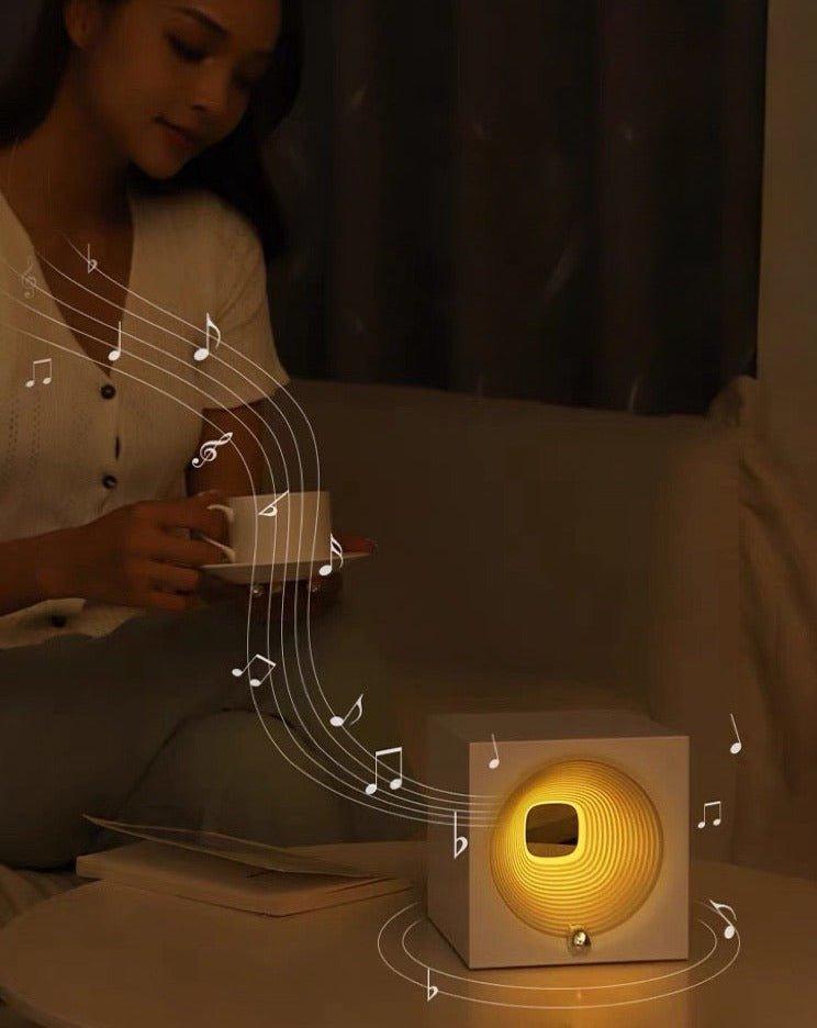 Time Machine Sleep Inducing Bedside Lamp with Speaker - Dimmable Sleep Aid Night Light - PRHOMZ