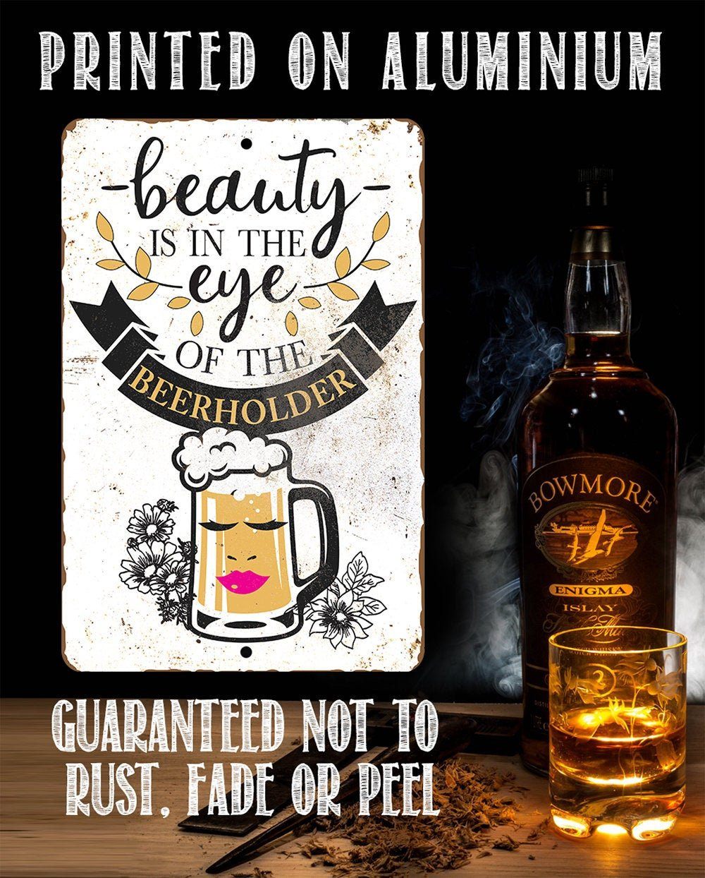 Beauty Beer Holder - Metal Sign