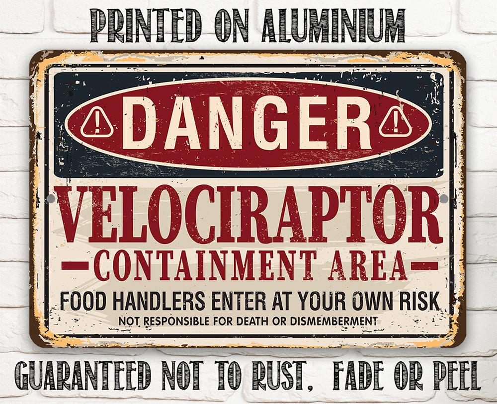 Danger Velociraptor - Metal Sign