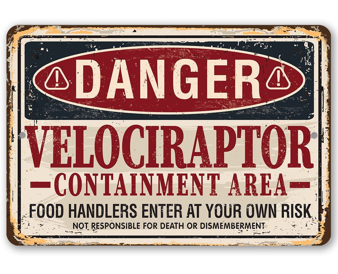 Danger Velociraptor - Metal Sign