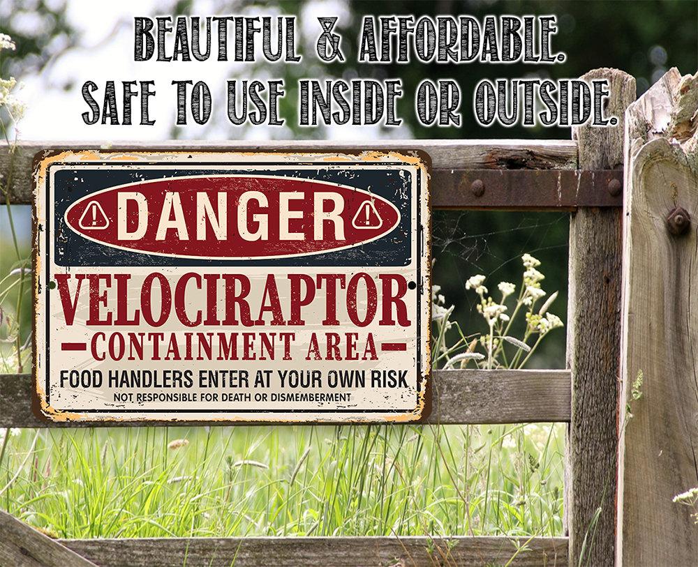 Danger Velociraptor - Metal Sign