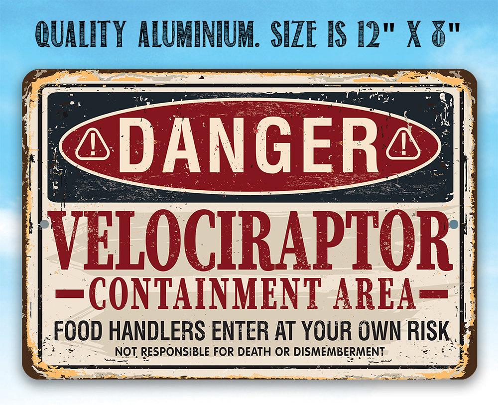 Danger Velociraptor - Metal Sign