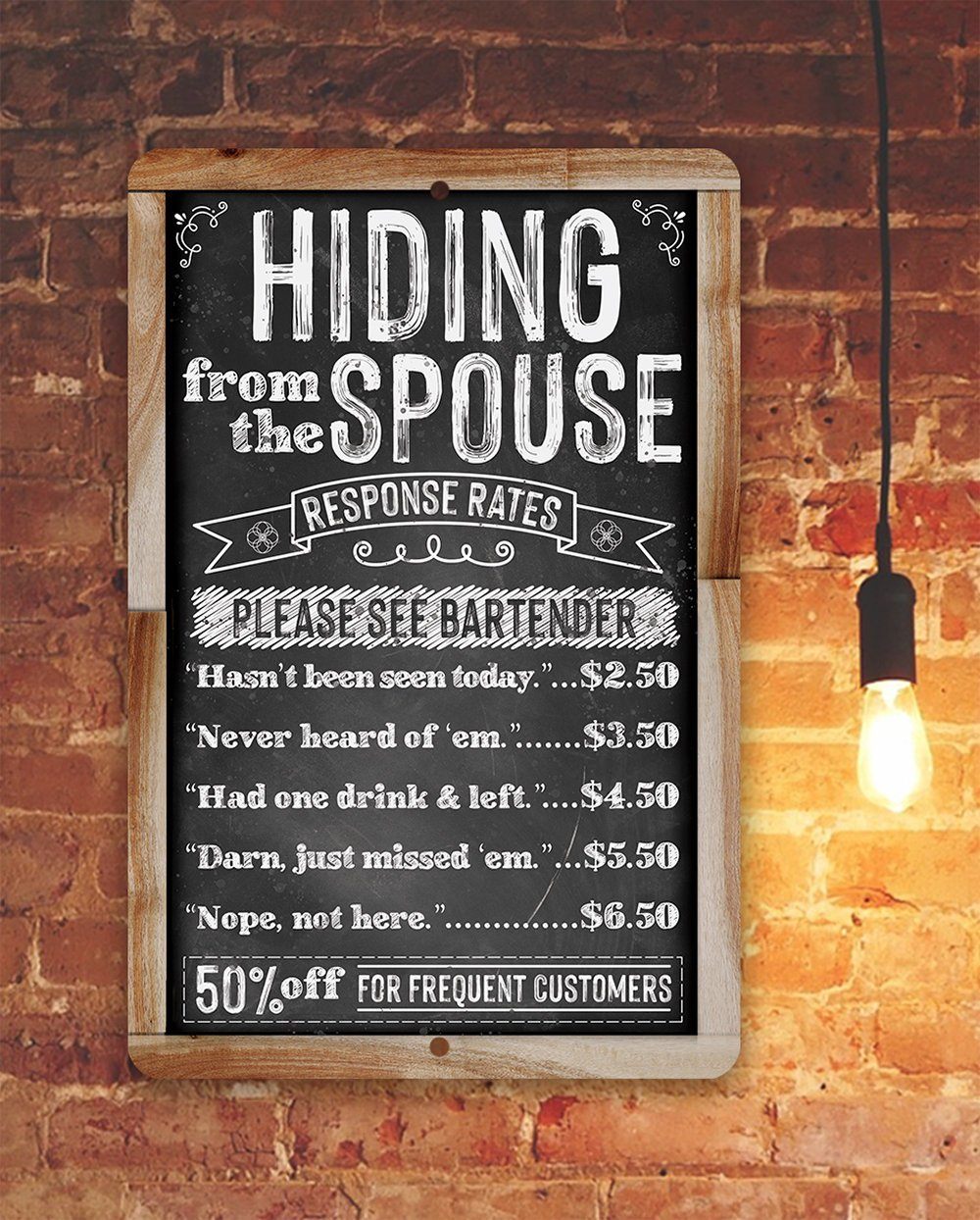 Hiding From The Spouse - Metal Sign