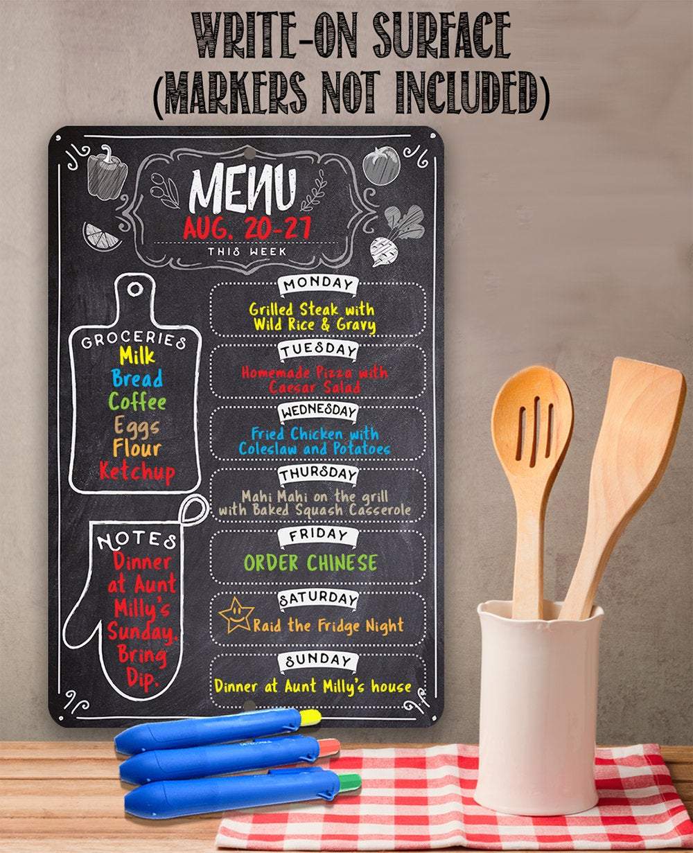 Kitchen Menu Chalkboard - Write On Surface - Metal Sign