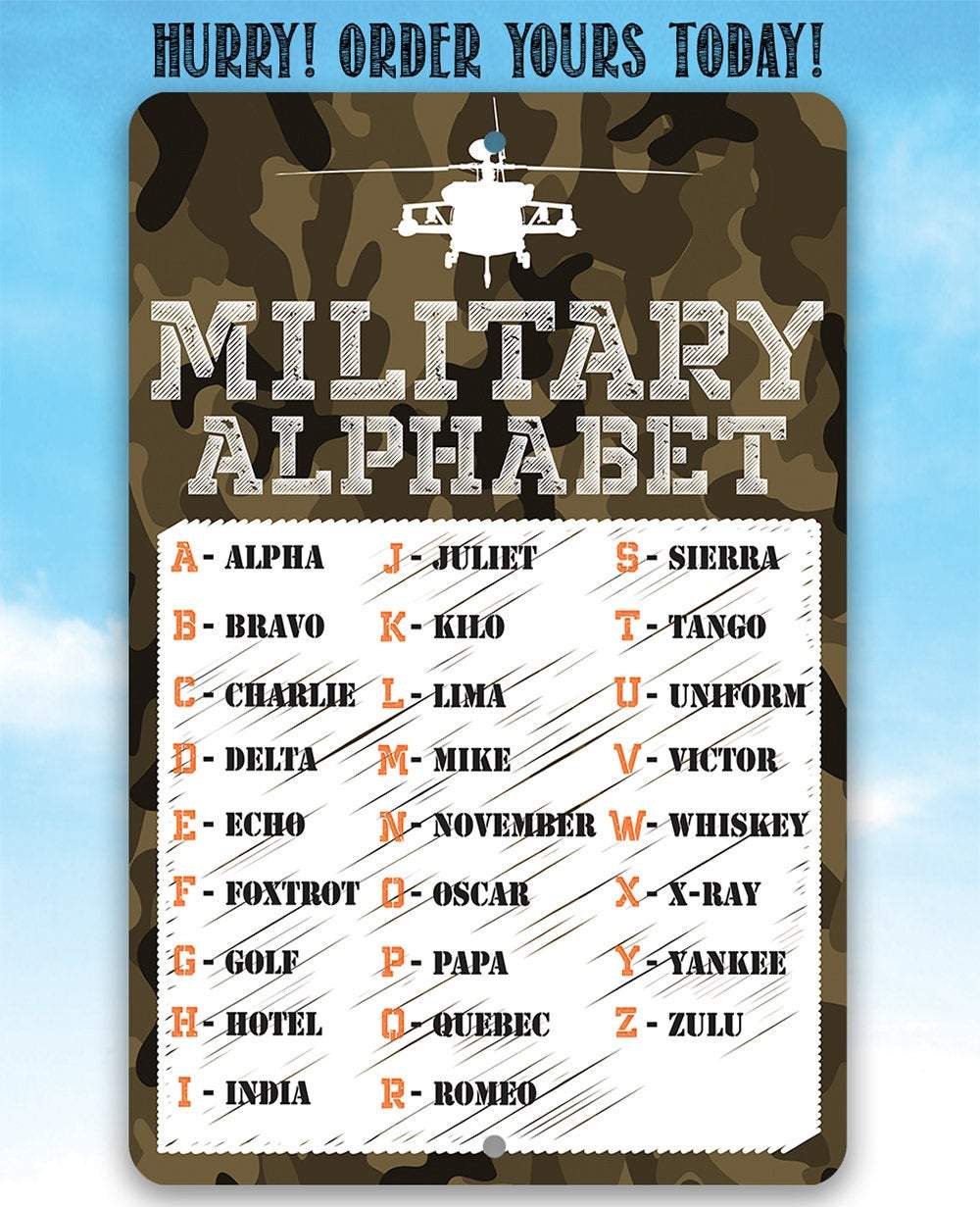 Military Alphabet - Metal Sign