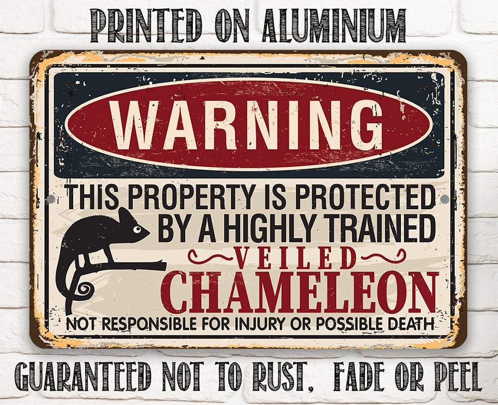 Warning Property Chameleon - Metal Sign