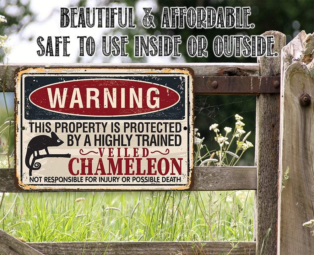 Warning Property Chameleon - Metal Sign