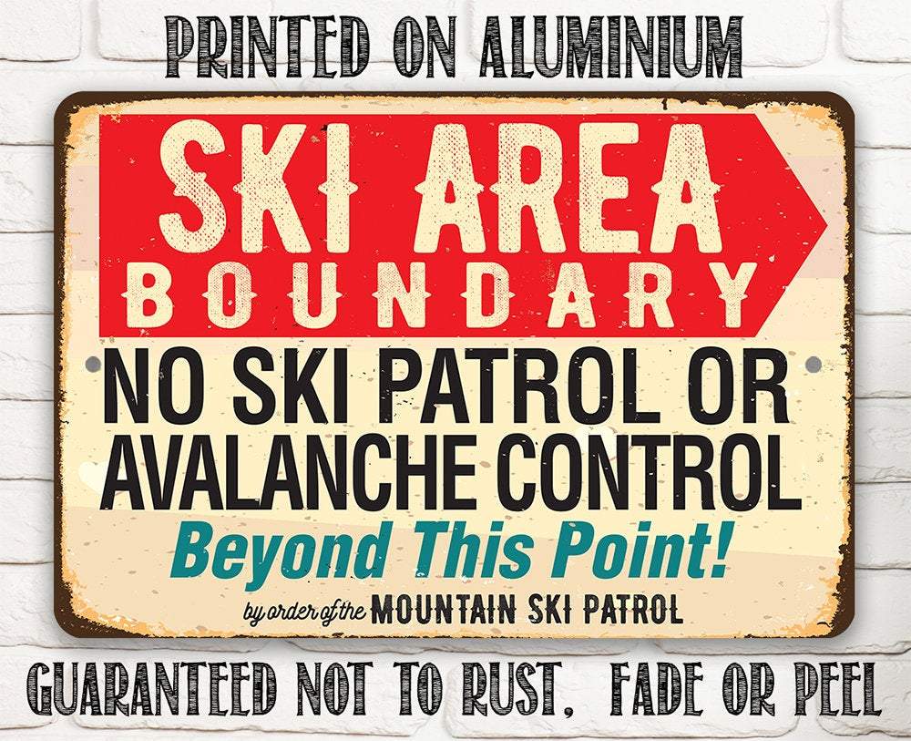 Ski Area Boundary - Metal Sign