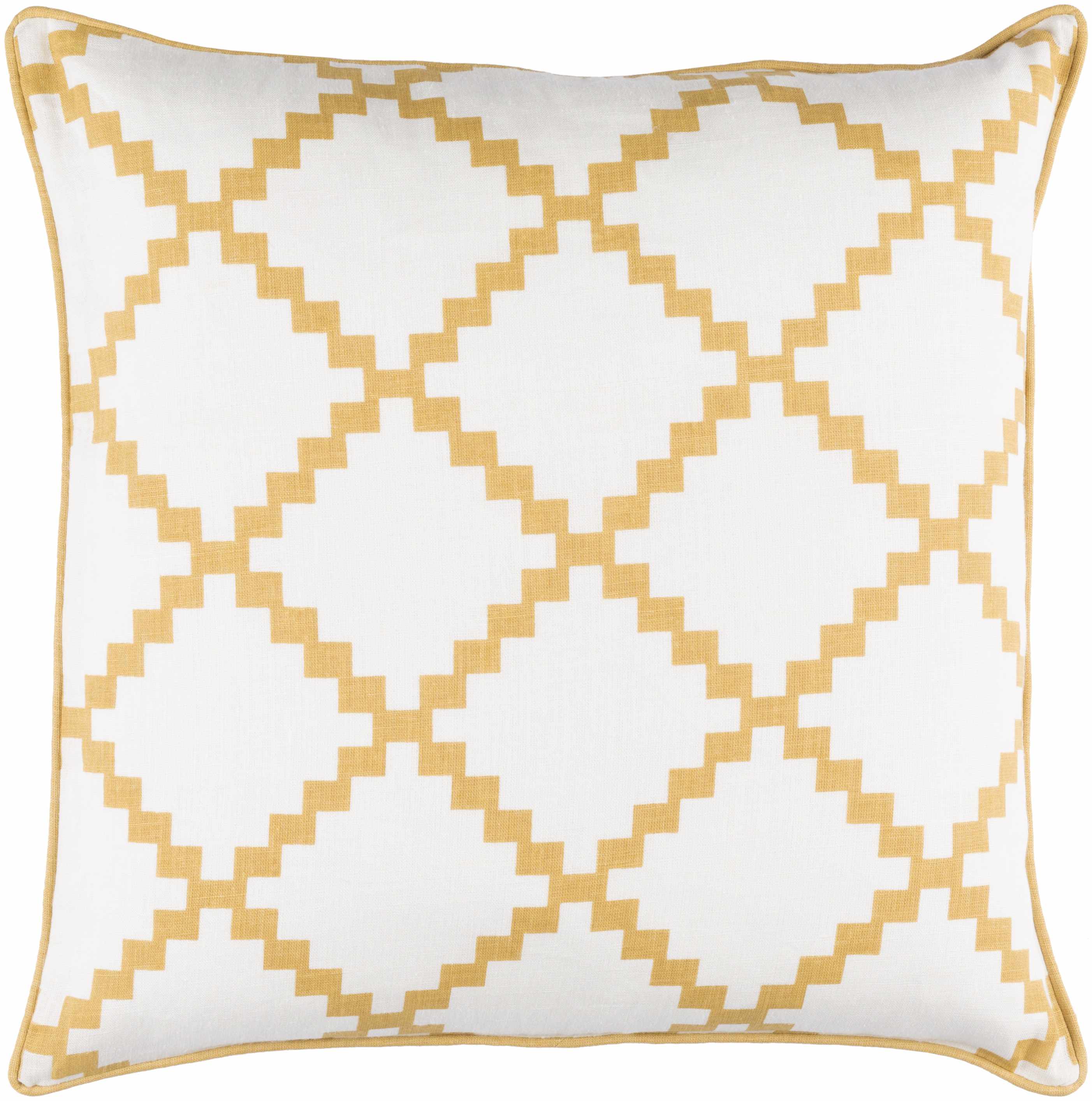 Titonka White&Mustard Diamond Throw Pillow - Clearance-0