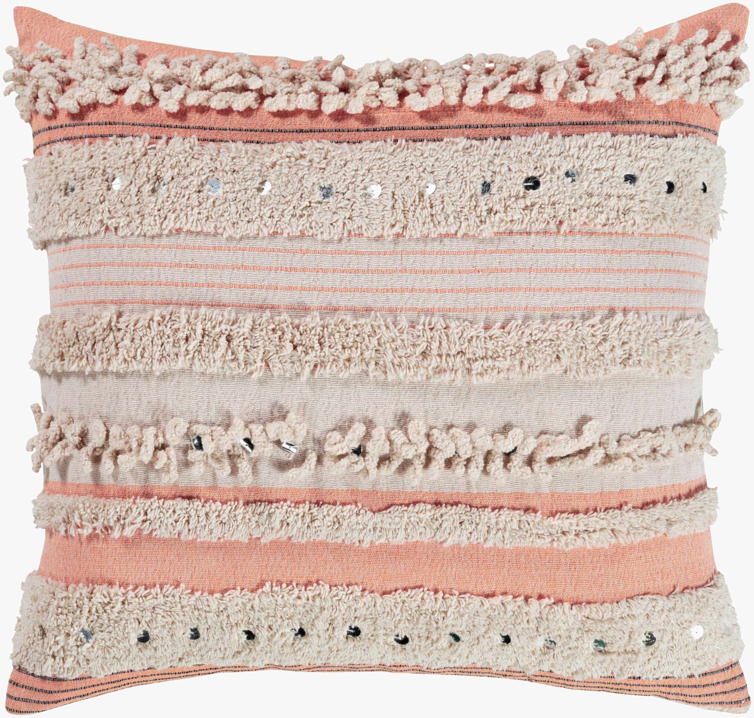 Hopatcong Peach Textured Striped Throw Pillow-0