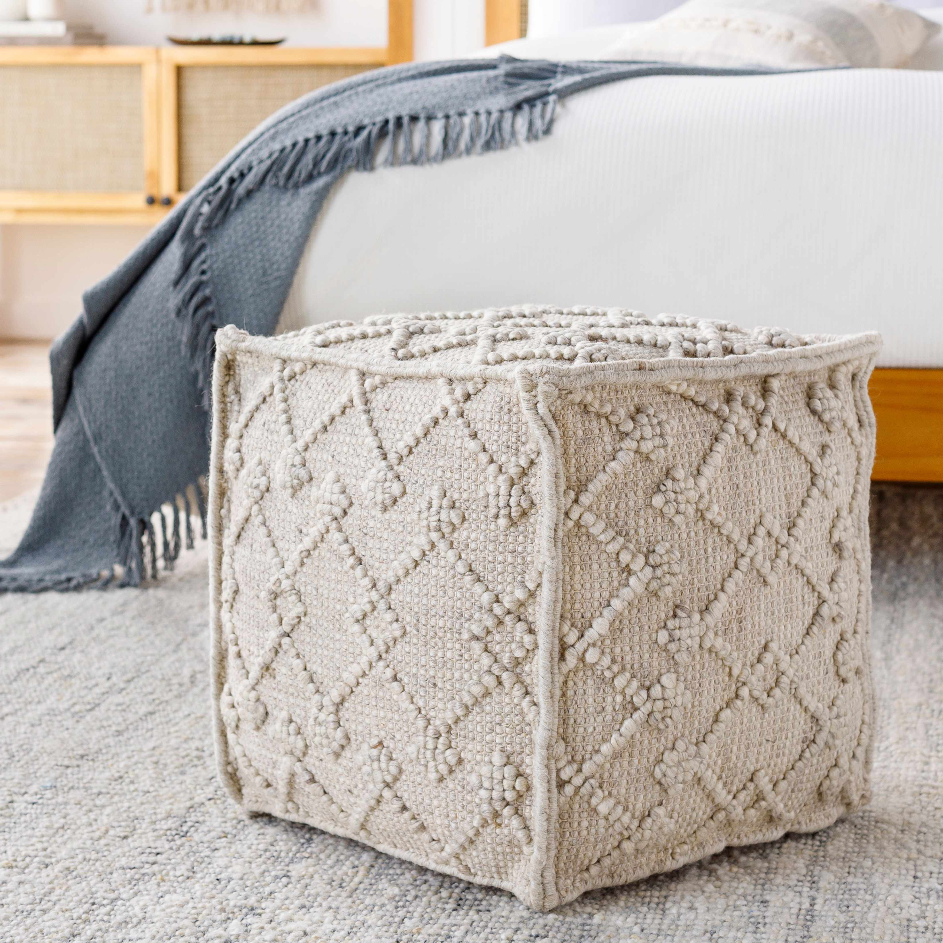 Toronto Hand Woven Wool Pouf-0