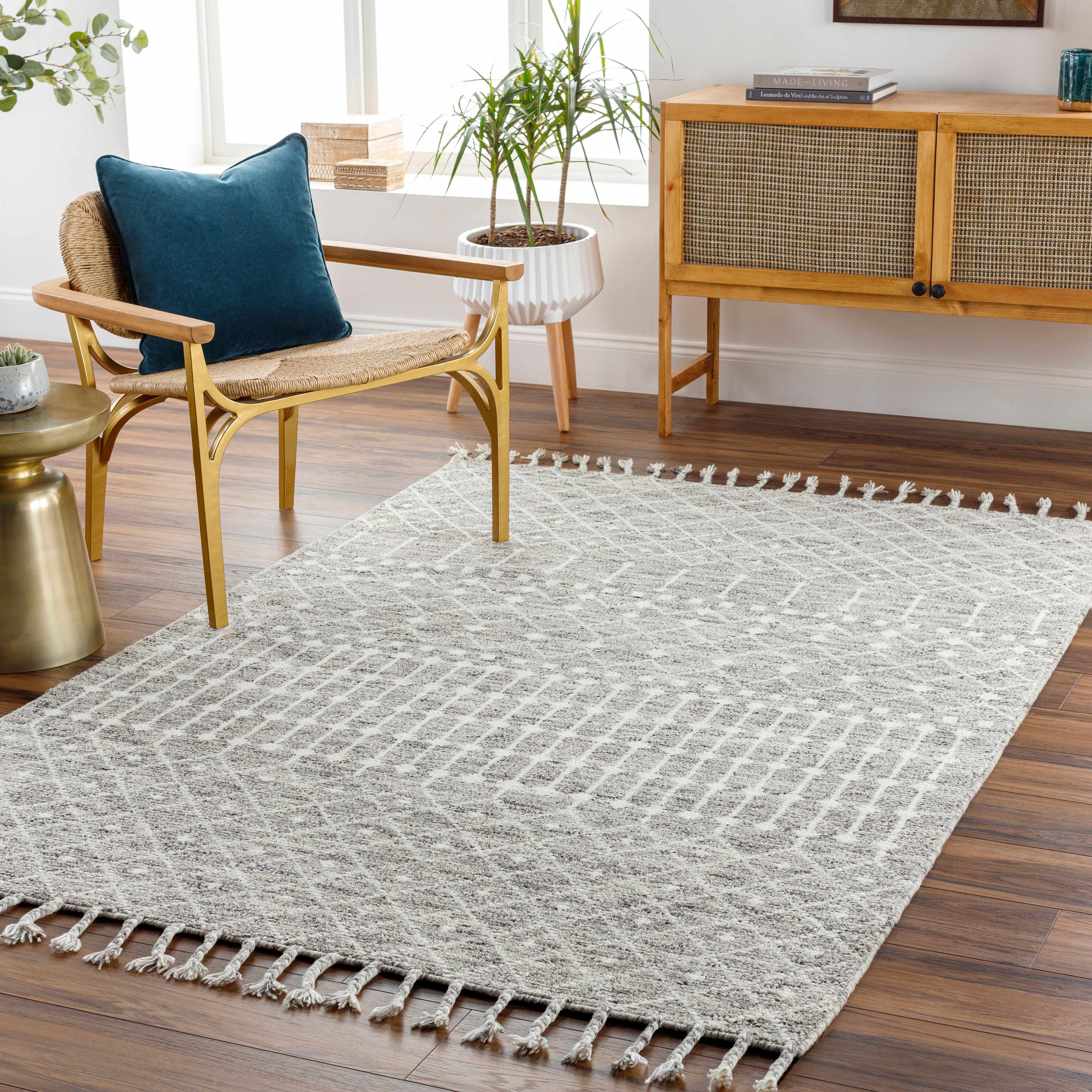 Towradgi Wool Area Rug with Tassels - Clearance-0
