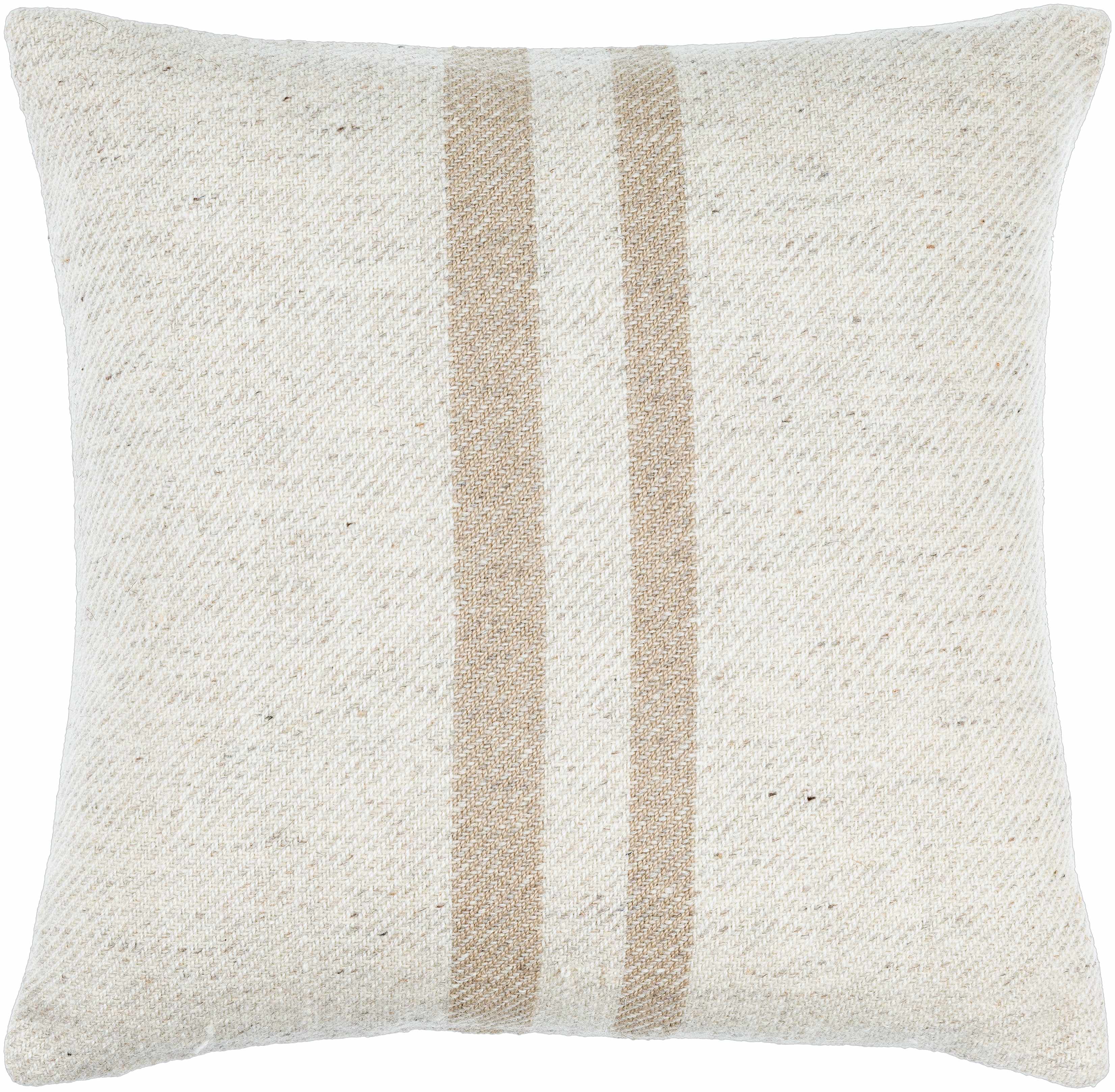 Tibor Beige Striped Wool Accent Pillow-0
