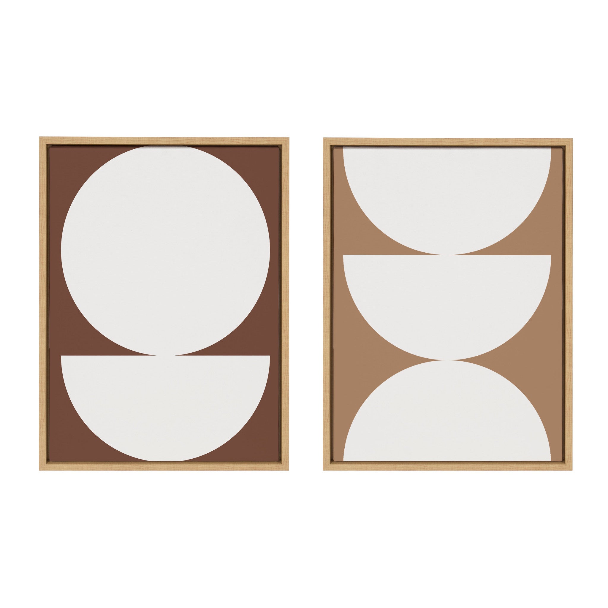 Sylvie Earthy Boho Geometric 1 Brown and Earthy Boho Geometric 2 Terra Cotta Framed Canvas by The Creative Bunch Studio