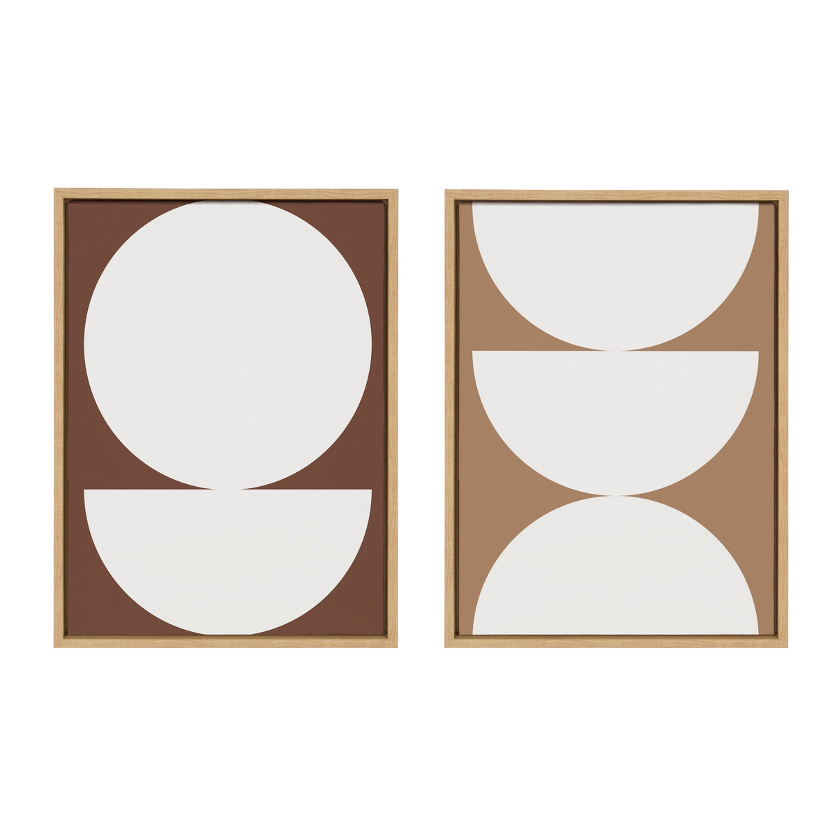Sylvie Earthy Boho Geometric 1 Brown and Earthy Boho Geometric 2 Terra Cotta Framed Canvas by The Creative Bunch Studio