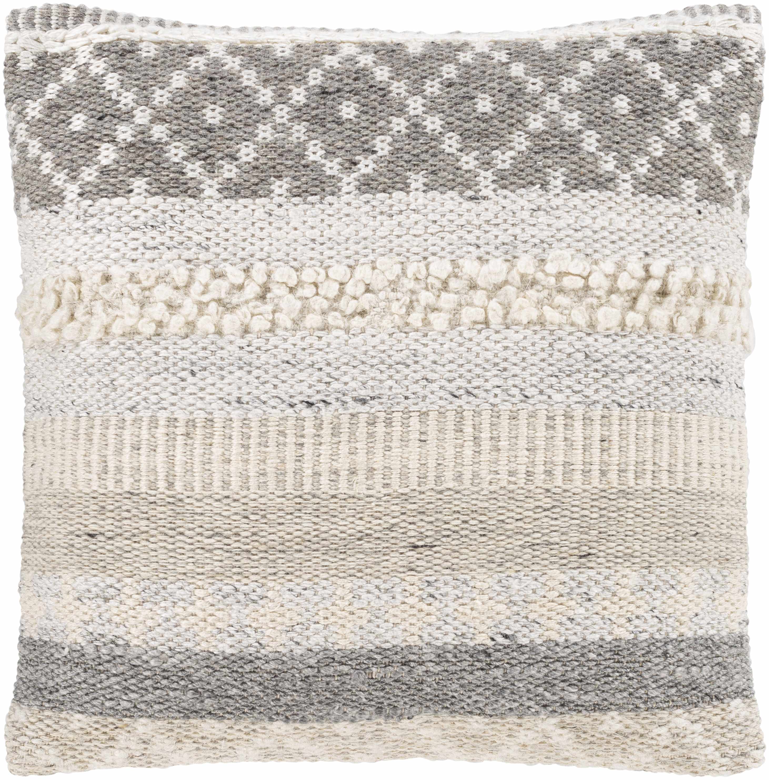 Truckee Neutral Textured Wool Throw Pillow-0