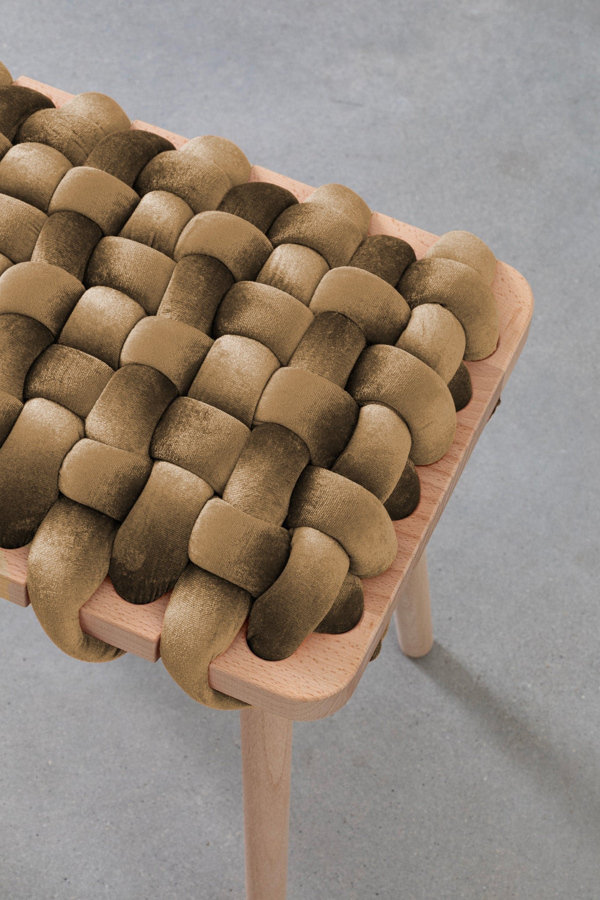 Truffle Velvet Woven Bench