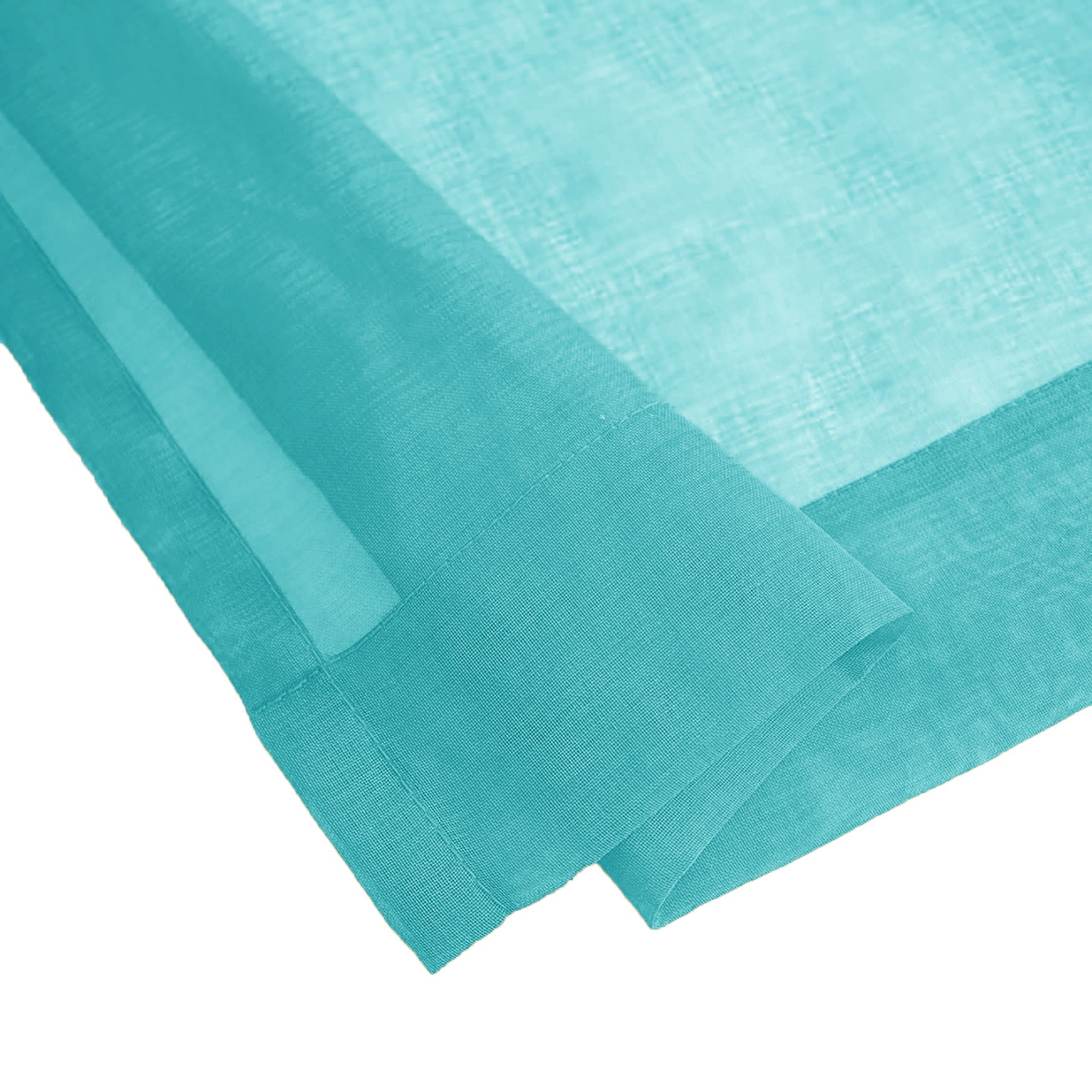 84" Inches Long - Turquoise Sheer Window Rod Pocket Curtain Set (2 Panels)