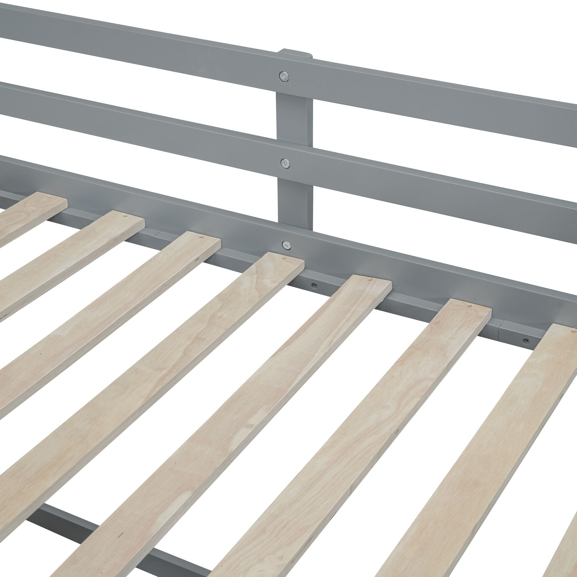 Twin Low Loft Wood Bed with Rolling Desk, Shelves, and Drawers in White, Gray, or Espresso | Just Better Bunk Beds