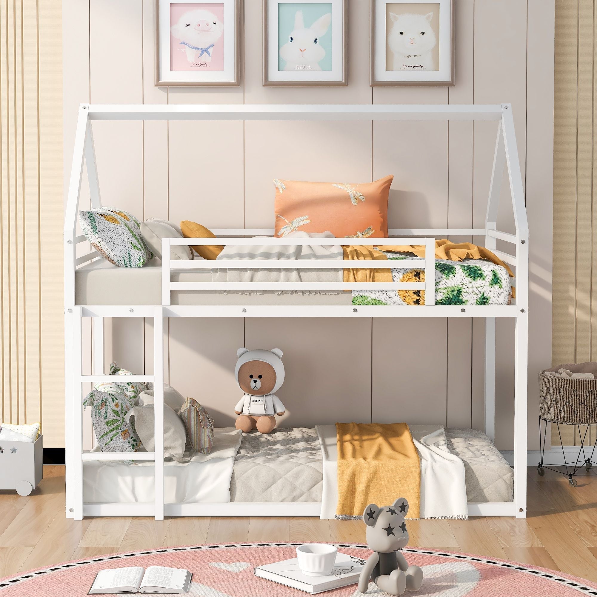 Twin Over Twin Metal Bunk Bed for Kids, ASTM Certified with Guardrails | Just Better Bunk Beds