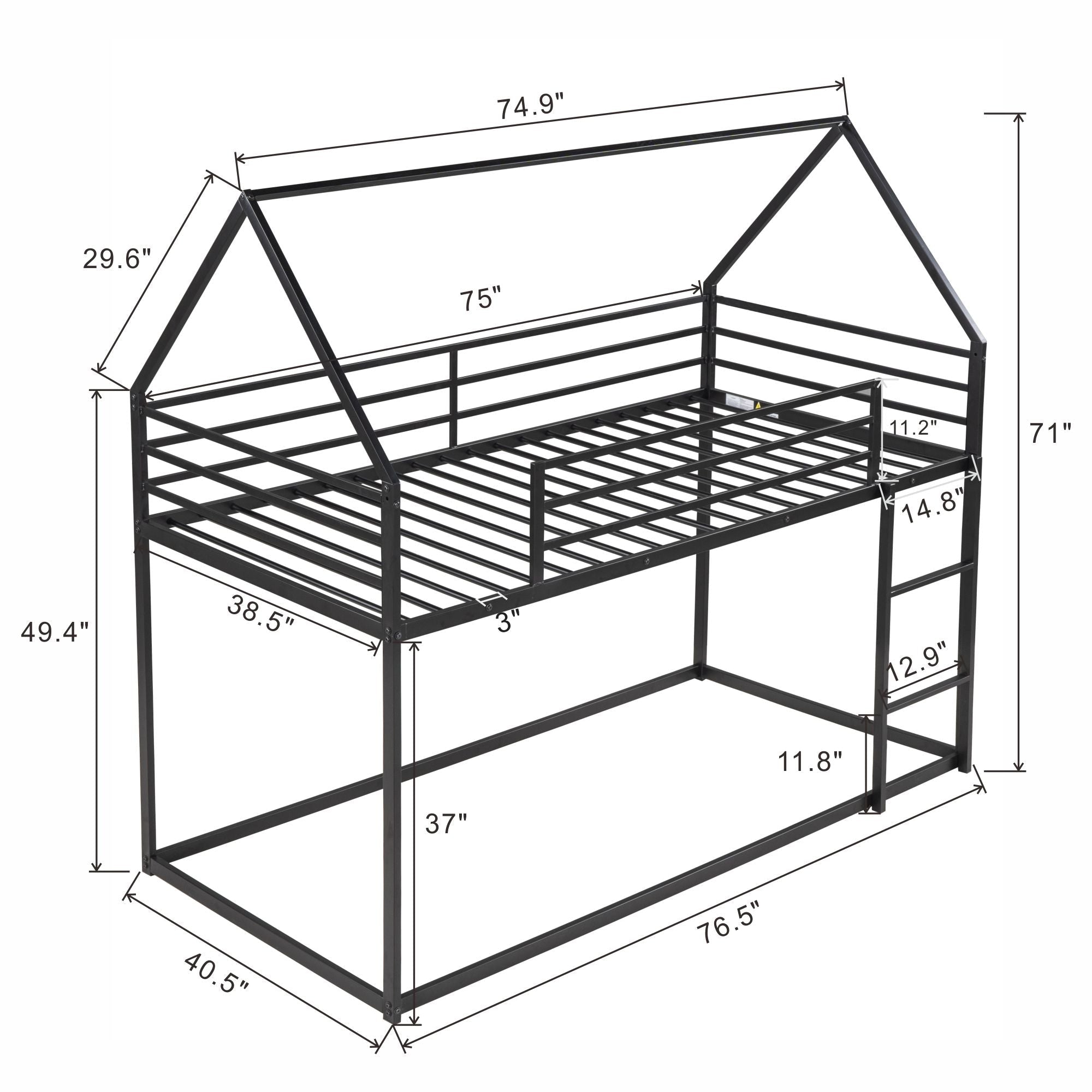 Twin Over Twin Metal Bunk Bed for Kids, ASTM Certified with Guardrails | Just Better Bunk Beds