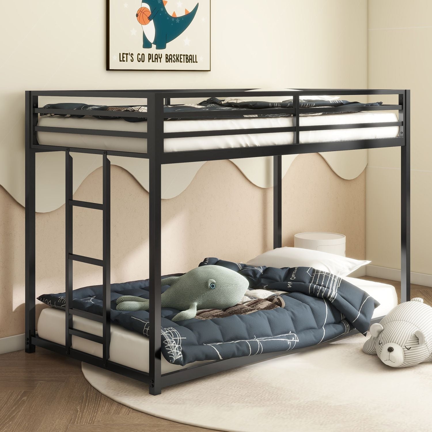 Twin Over Twin Metal Bunk Bed for Kids, ASTM Certified with Guardrails | Just Better Bunk Beds