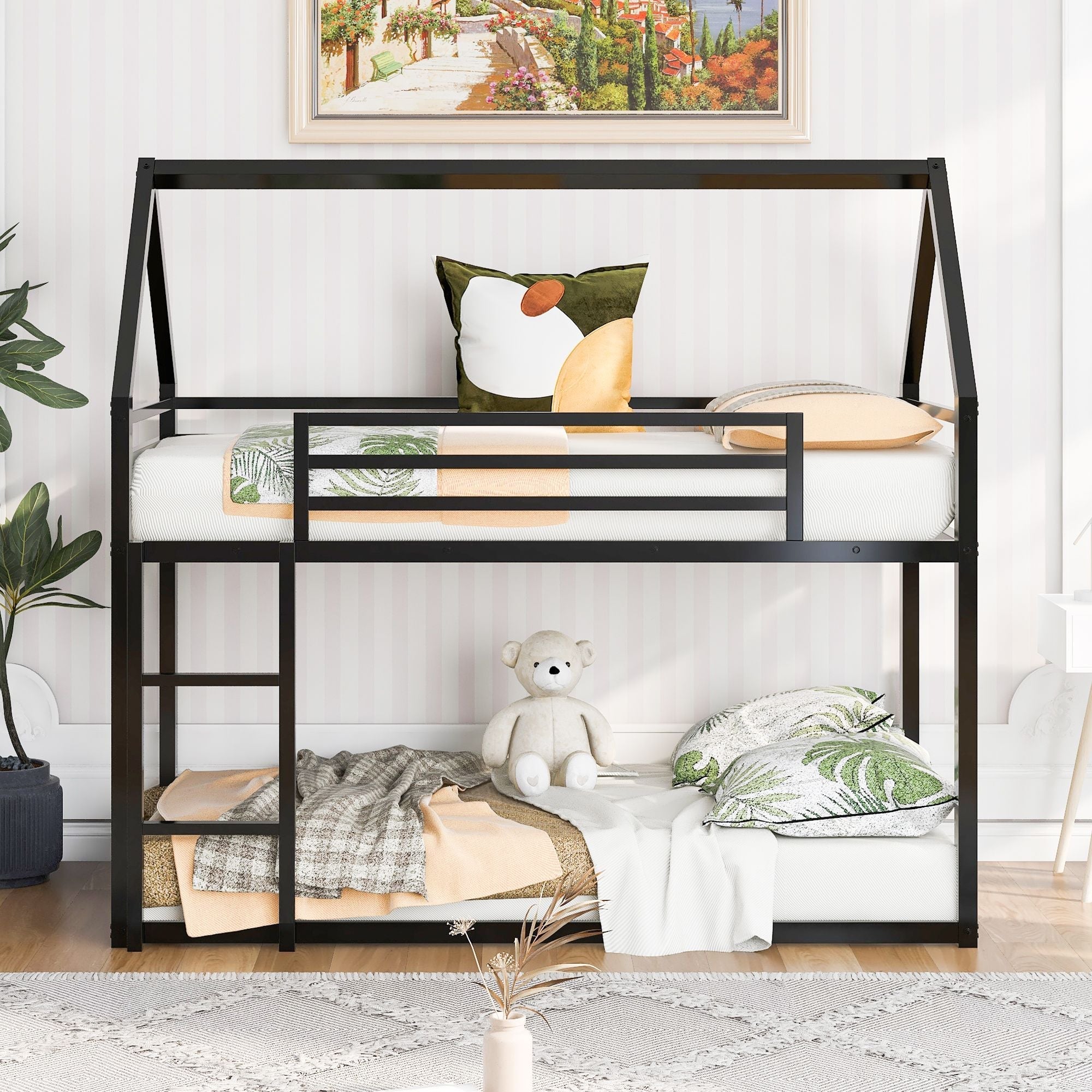 Twin Over Twin Metal Bunk Bed for Kids, ASTM Certified with Guardrails | Just Better Bunk Beds