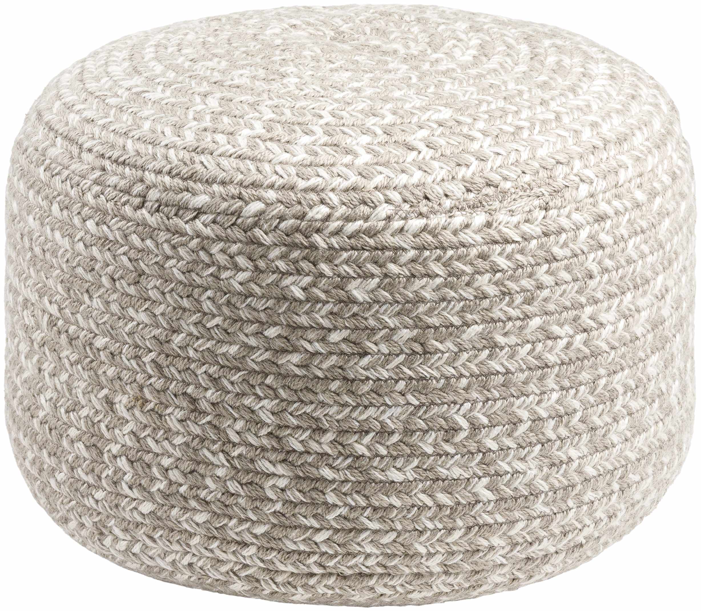 Tonanitla Natural Fiber Light Gray Knitted Pouf-0