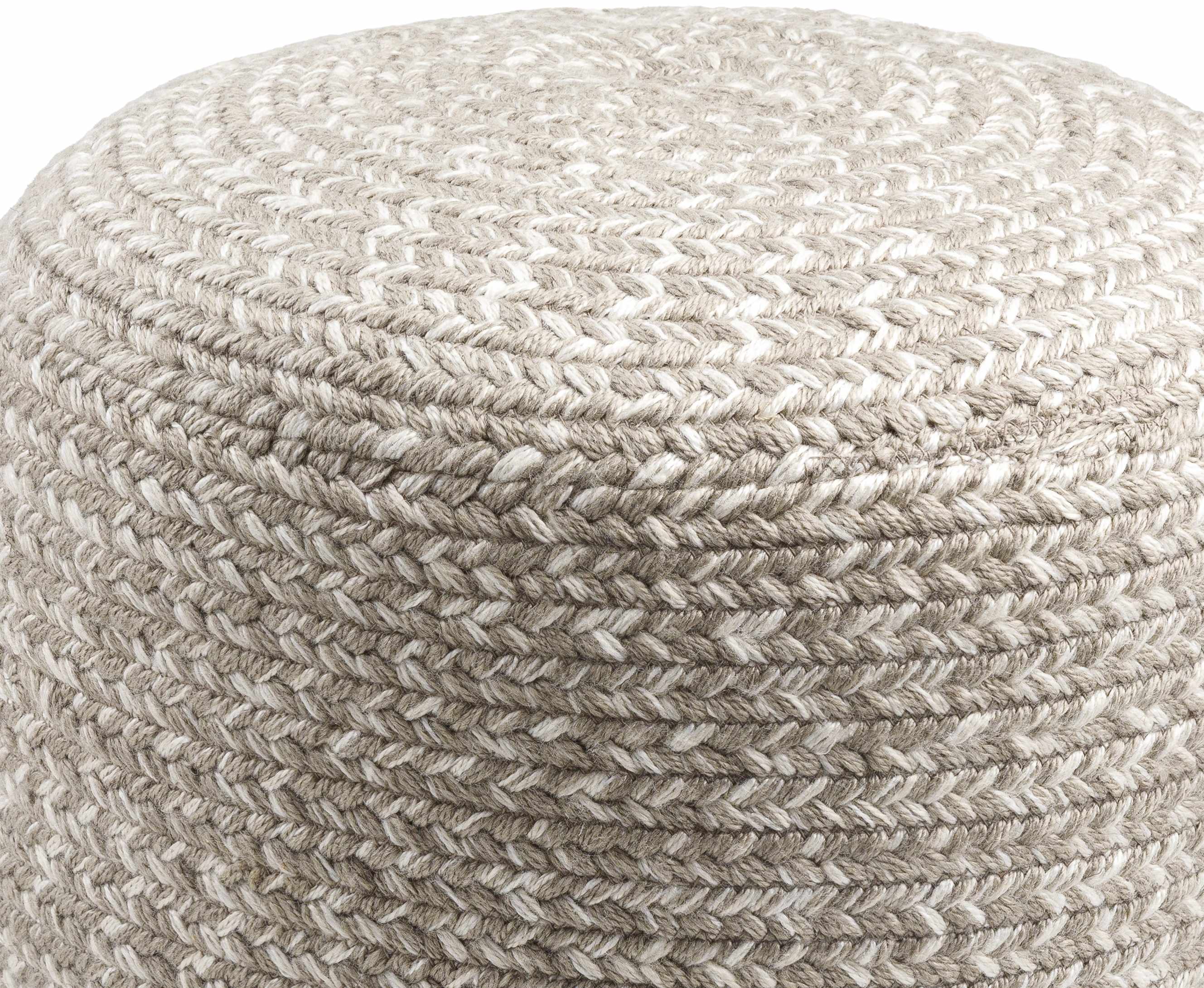 Tonanitla Natural Fiber Light Gray Knitted Pouf-2
