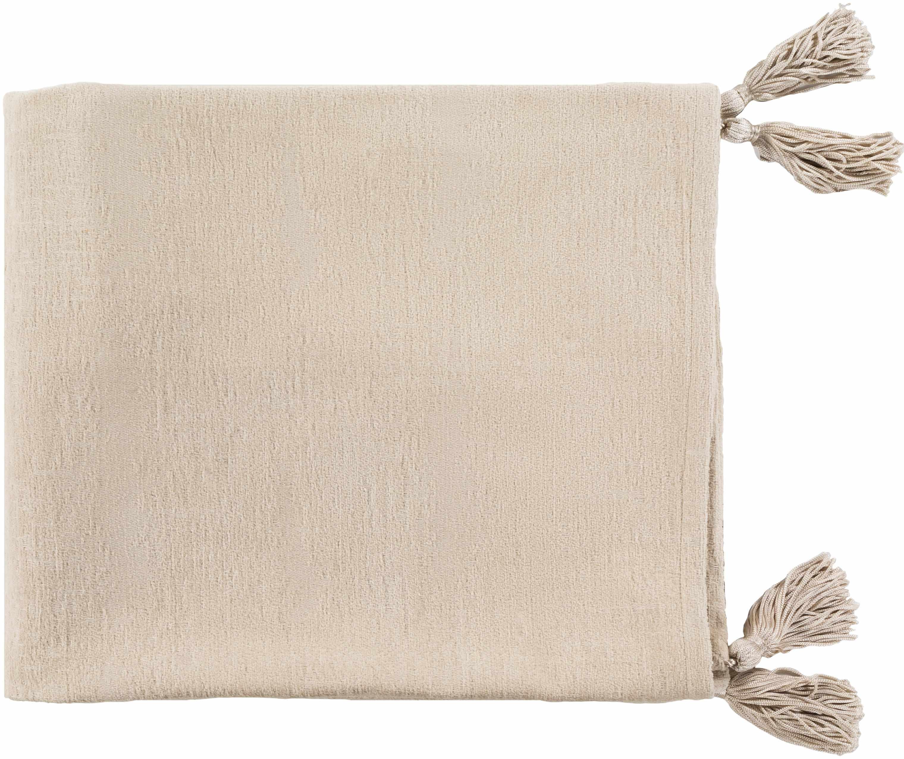 Beige Cotton Throw Blanket - PRHOMZ