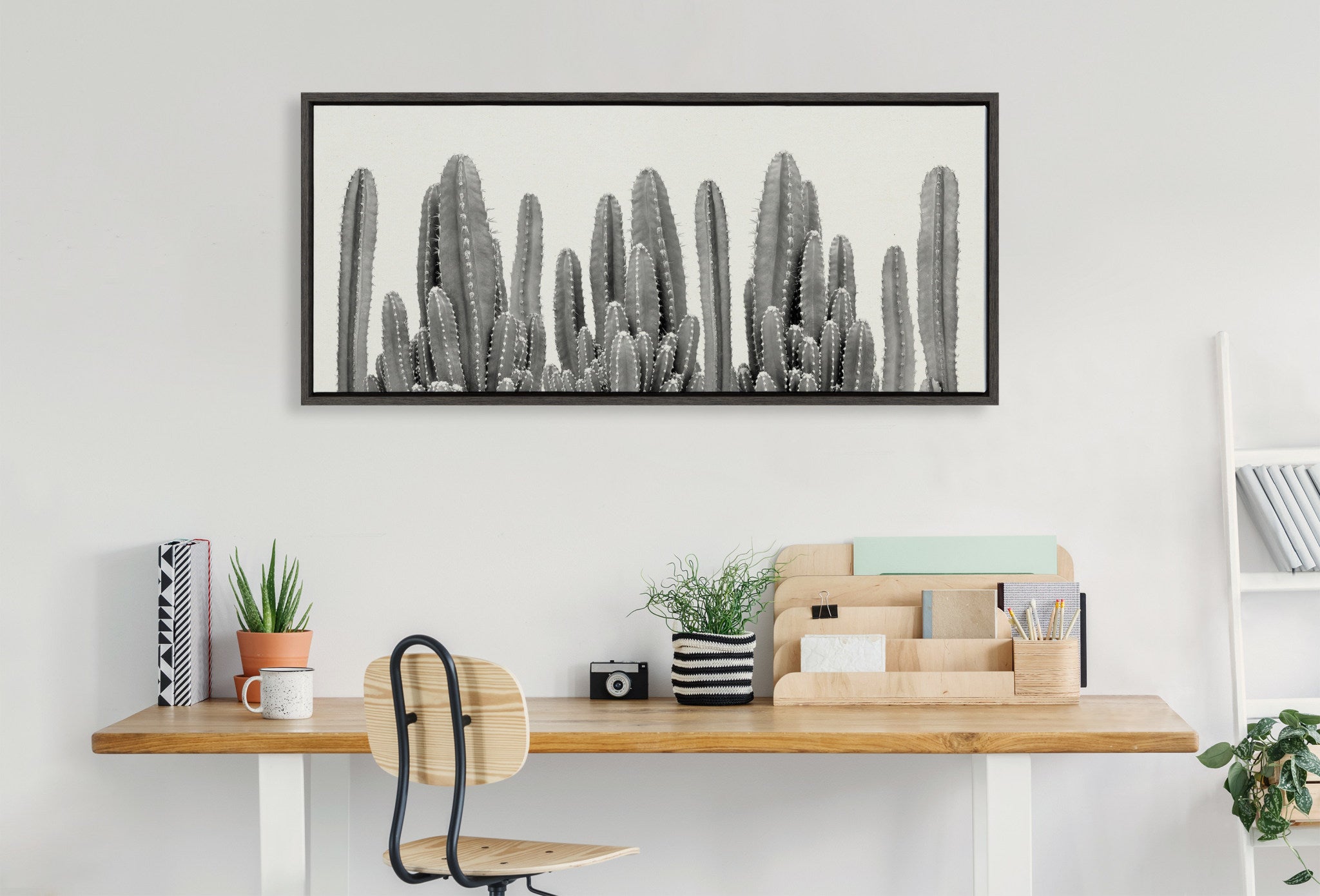 Sylvie Looking Sharp Cactus Garden Framed Canvas by The Creative Bunch Studio