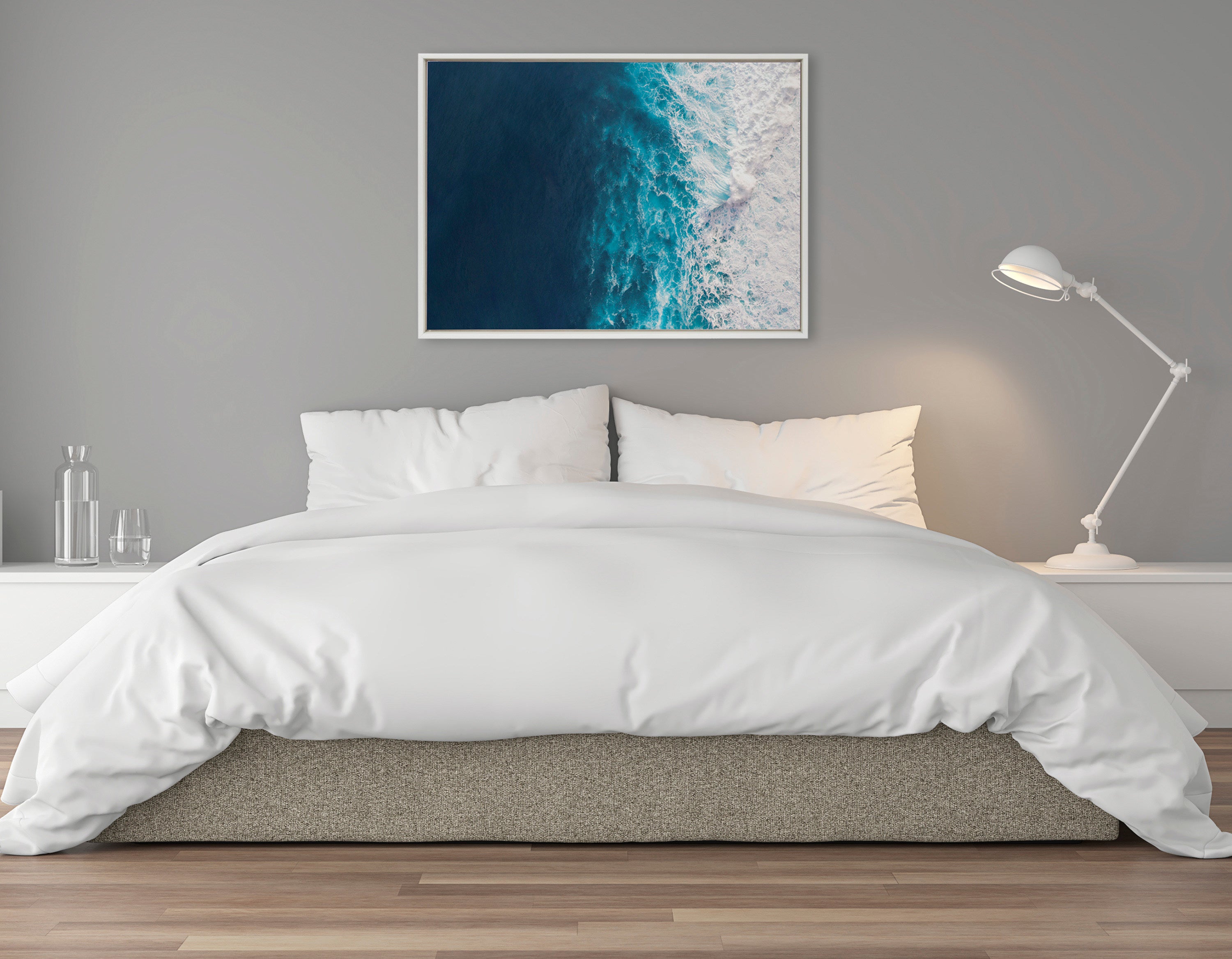 Sylvie Seascape of Splashing Waves Framed Canvas by The Creative Bunch Studio