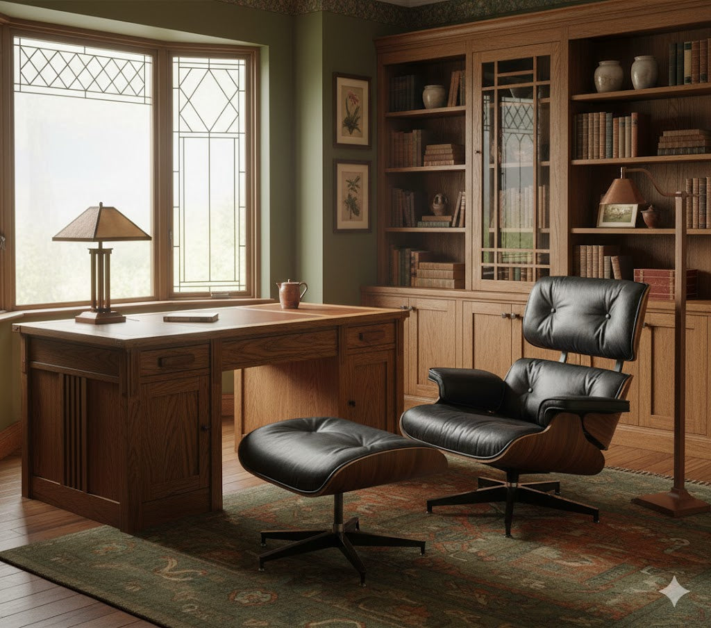 Luxury Lounge / Office Chair with Ottoman – Top Grain Leather