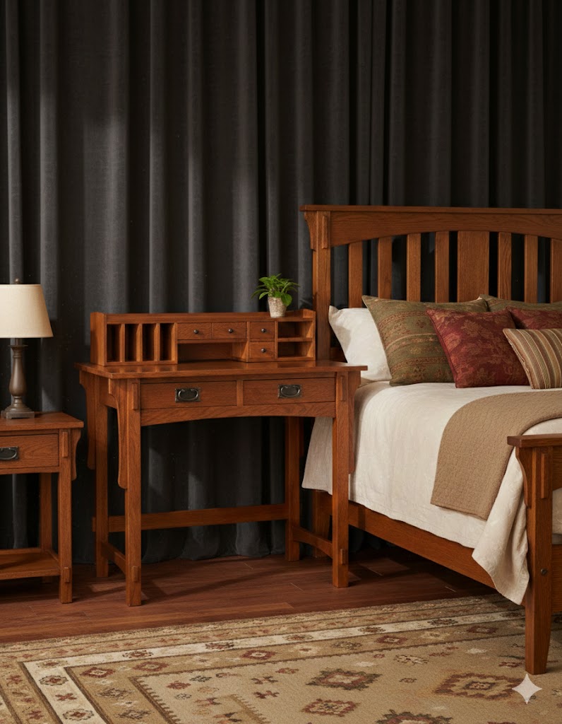Mission Style Library Table with Removable Organizer