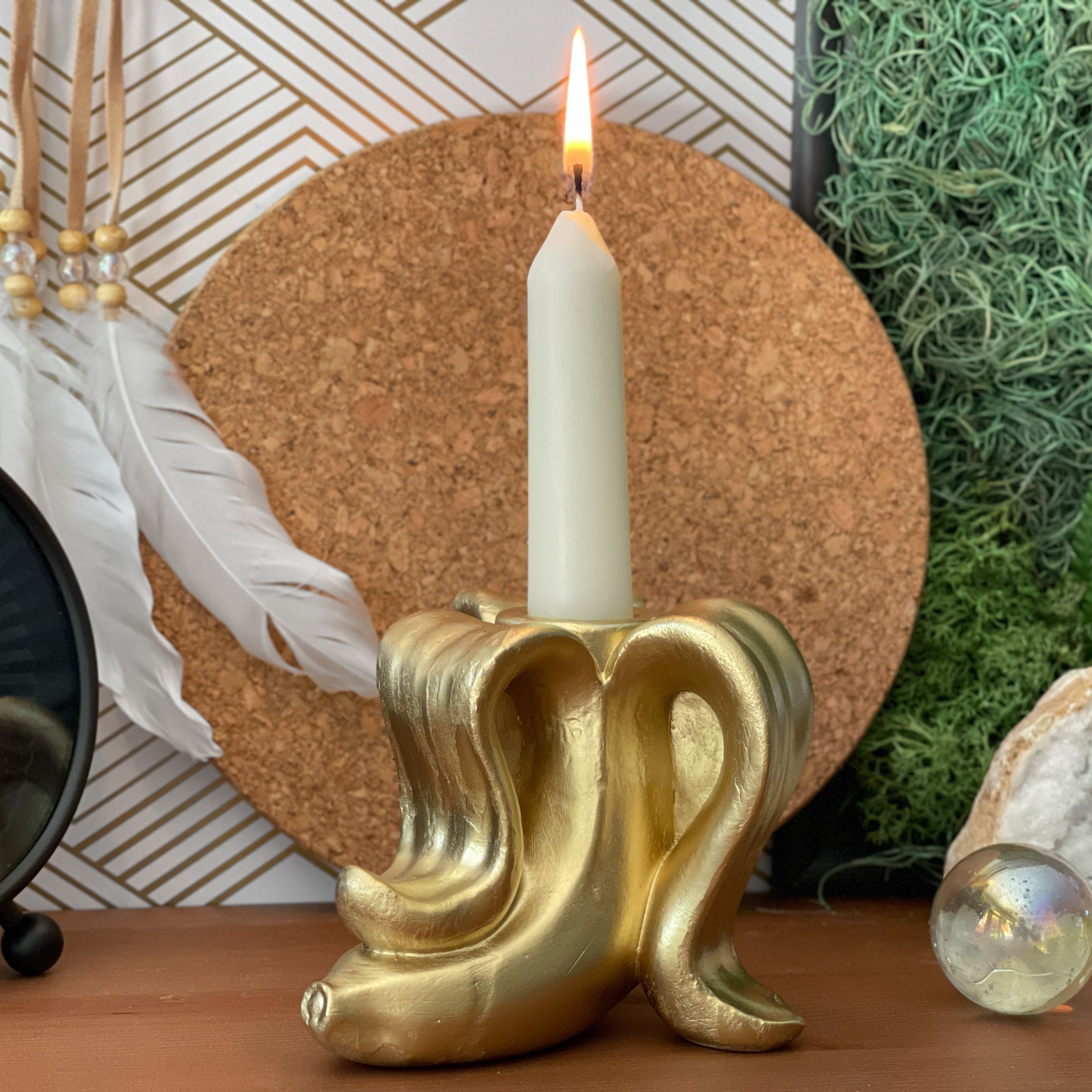 Gold Banana Candle Holder
