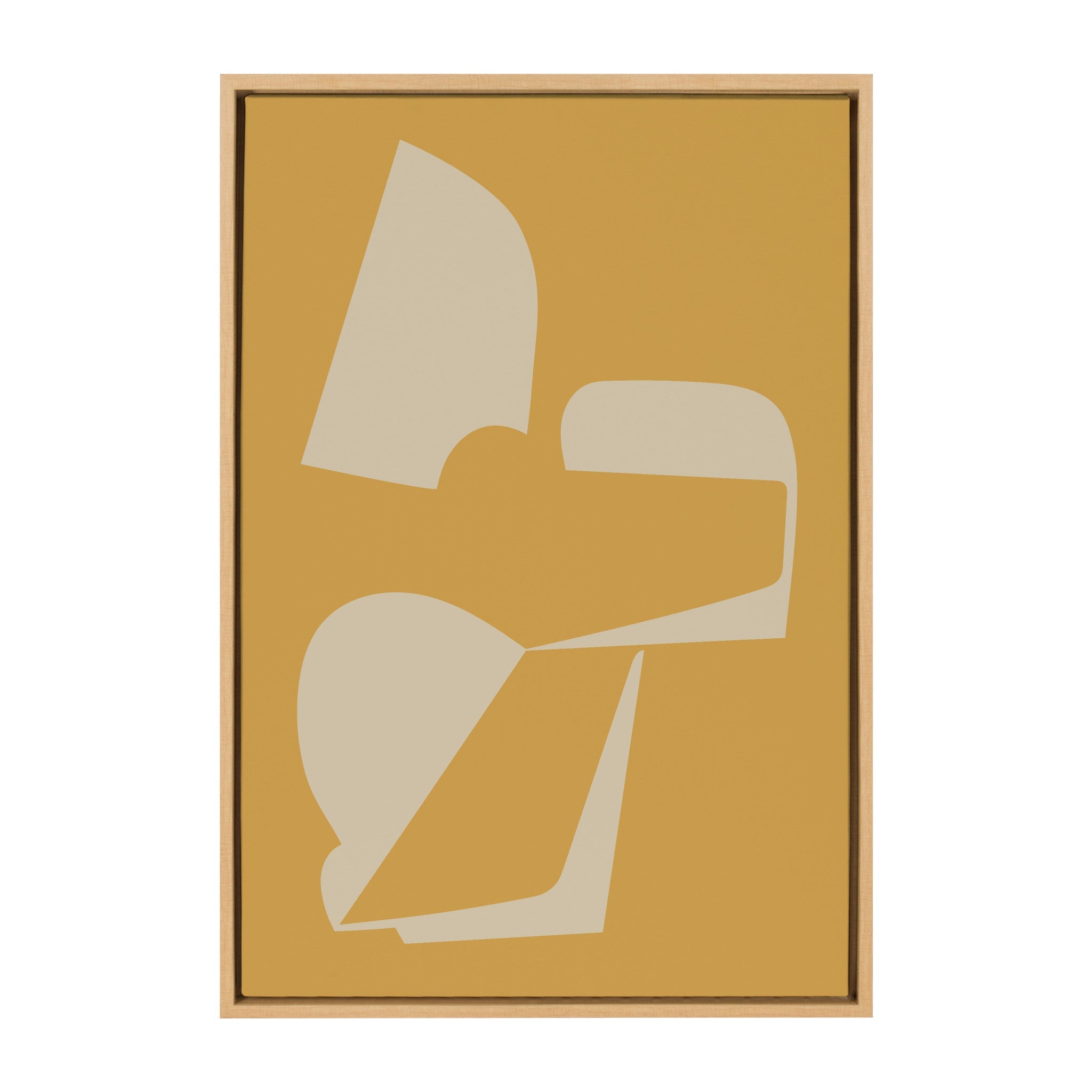 Sylvie Eye Catching Sleek Abstract 3 Yellow and Tan Framed Canvas by The Creative Bunch Studio