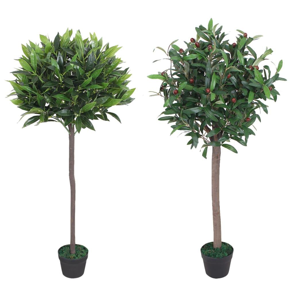 vidaXL Artificial Bay Tree Plant with Pot 49.2" Green - PRHOMZ