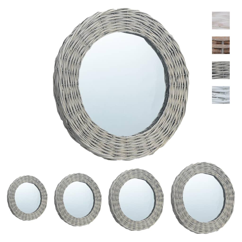 vidaXL Decorative Mirror Wall Mirror Bathroom Hallway Mirror Wicker Frame - PRHOMZ
