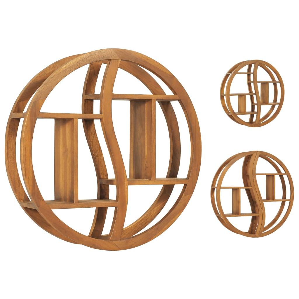 Yin Yang Wall Shelf – Solid Teak Wood Organizer for Living Room & Hallway - PRHOMZ